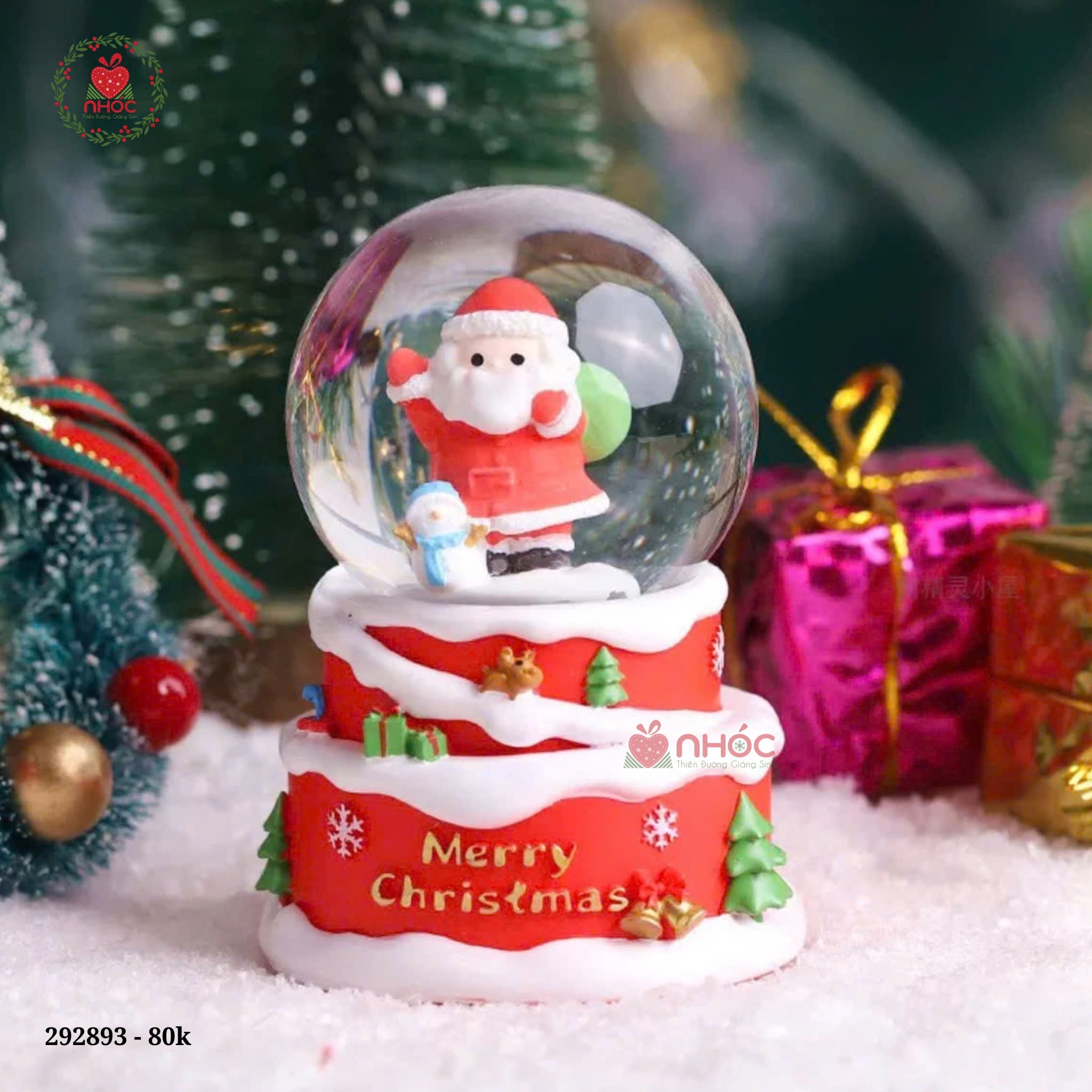 Cầu tuyết Noel đế núi tuyết đèn - Ông Già - 0780