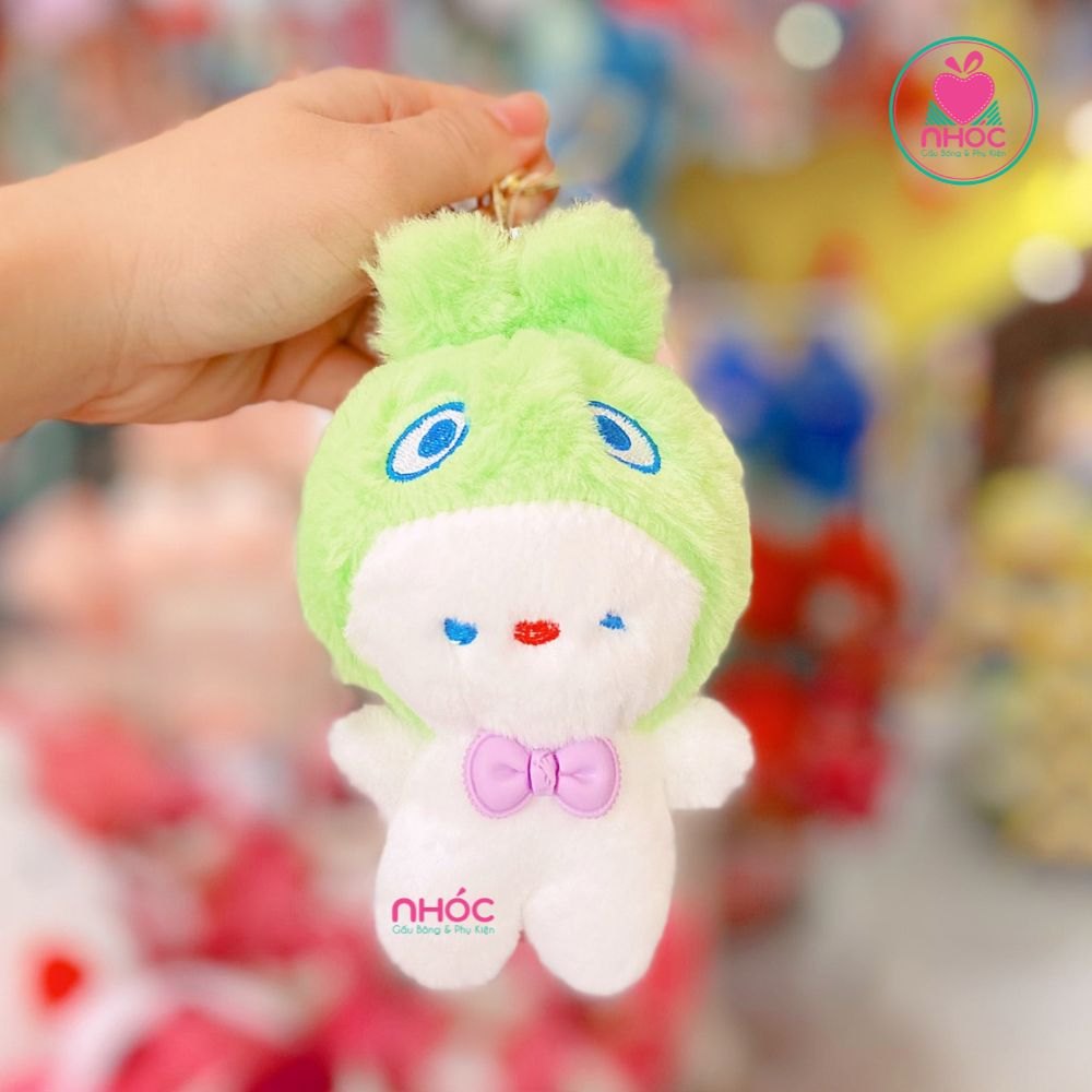 Móc khoá bông Thỏ đội nón thú - Khủng long - 7001