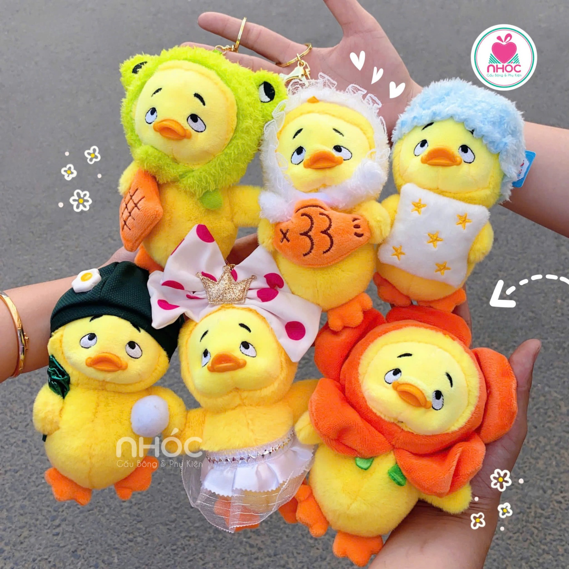 Móc khoá bông vịt mỏ hỗn cute 6m - 1180
