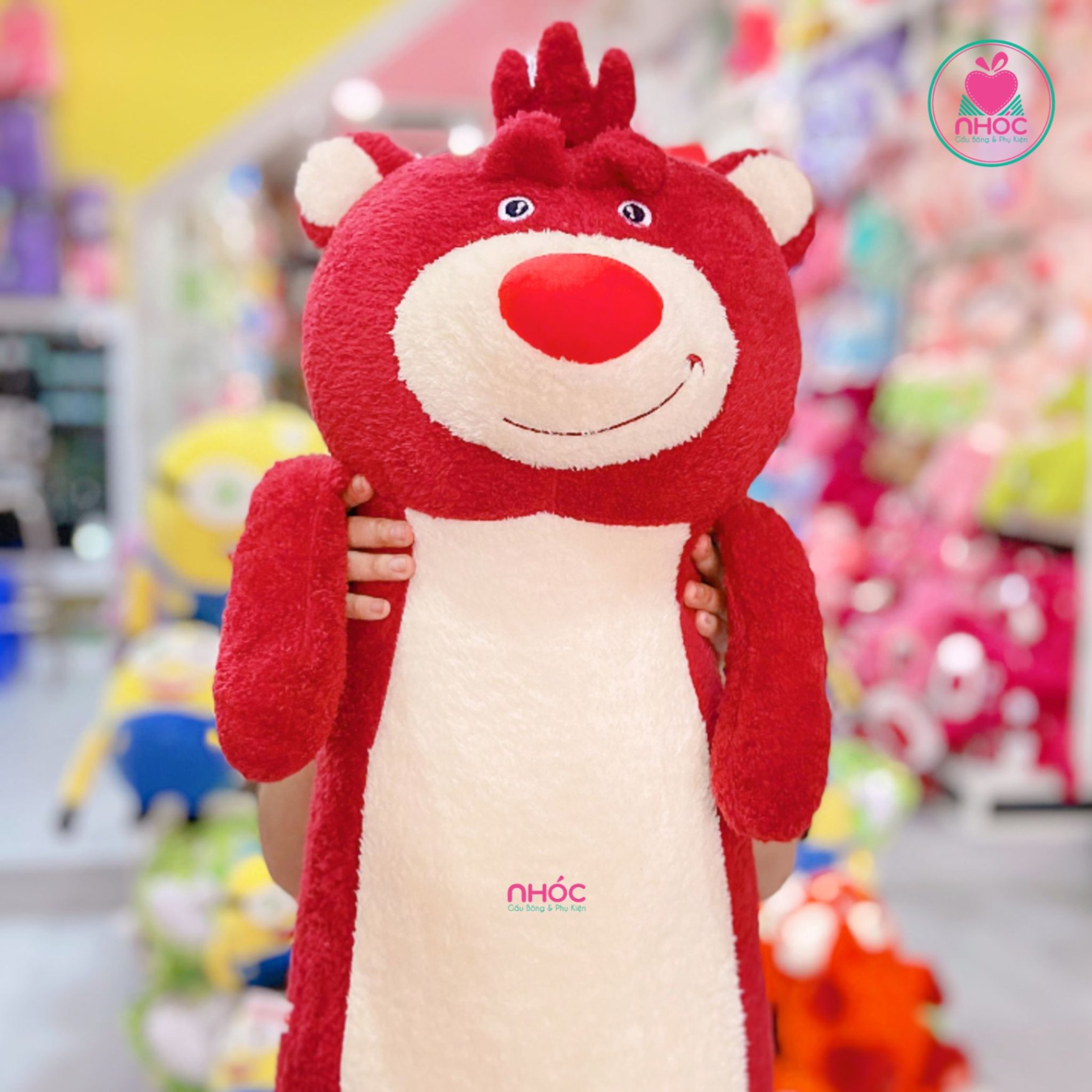 Gối ôm Gấu Toy Story Lotso lông xù đứng TC - Đỏ - 65280