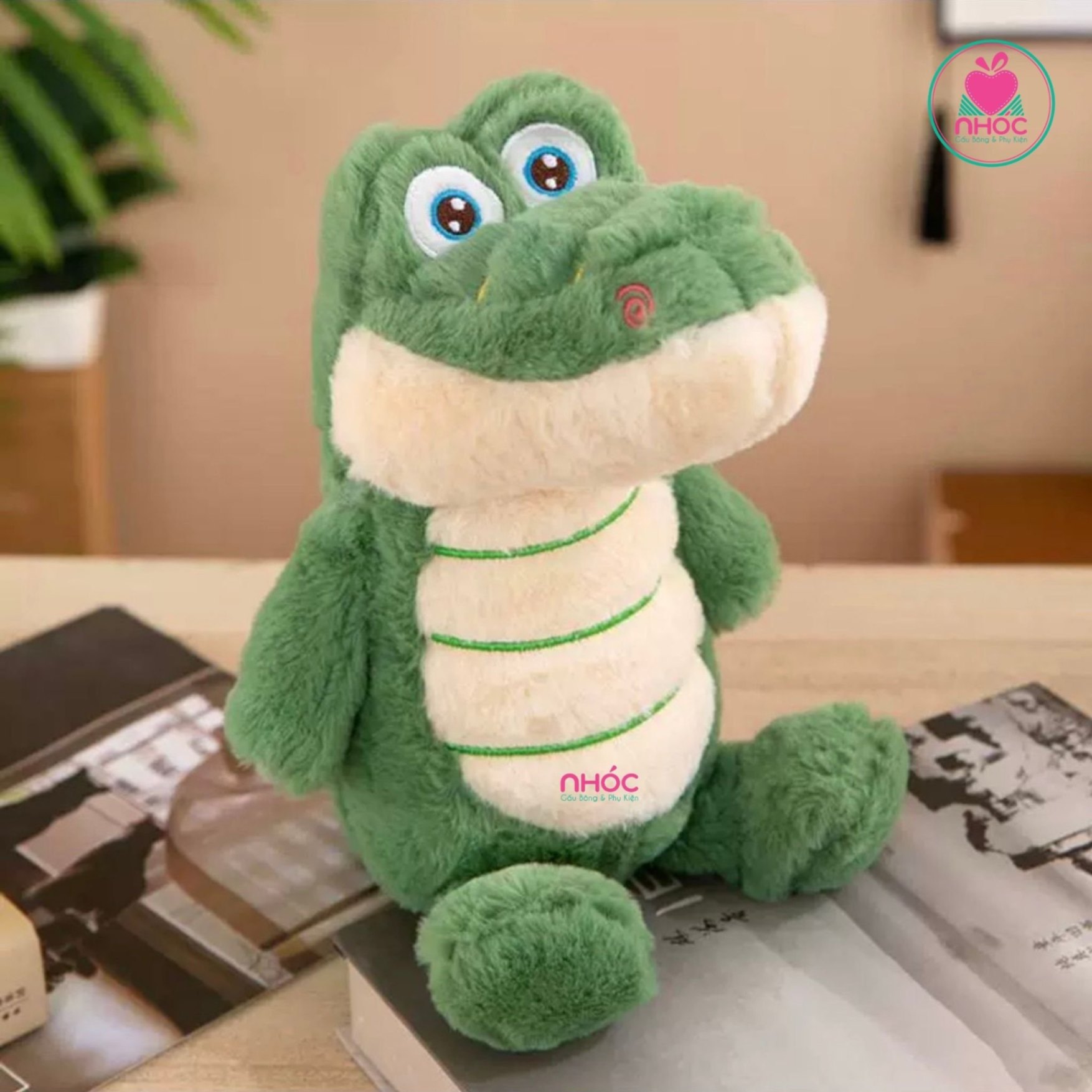 Thú bông nhỏ Cá sấu mũi xoắn lông xù - xanh - 11001