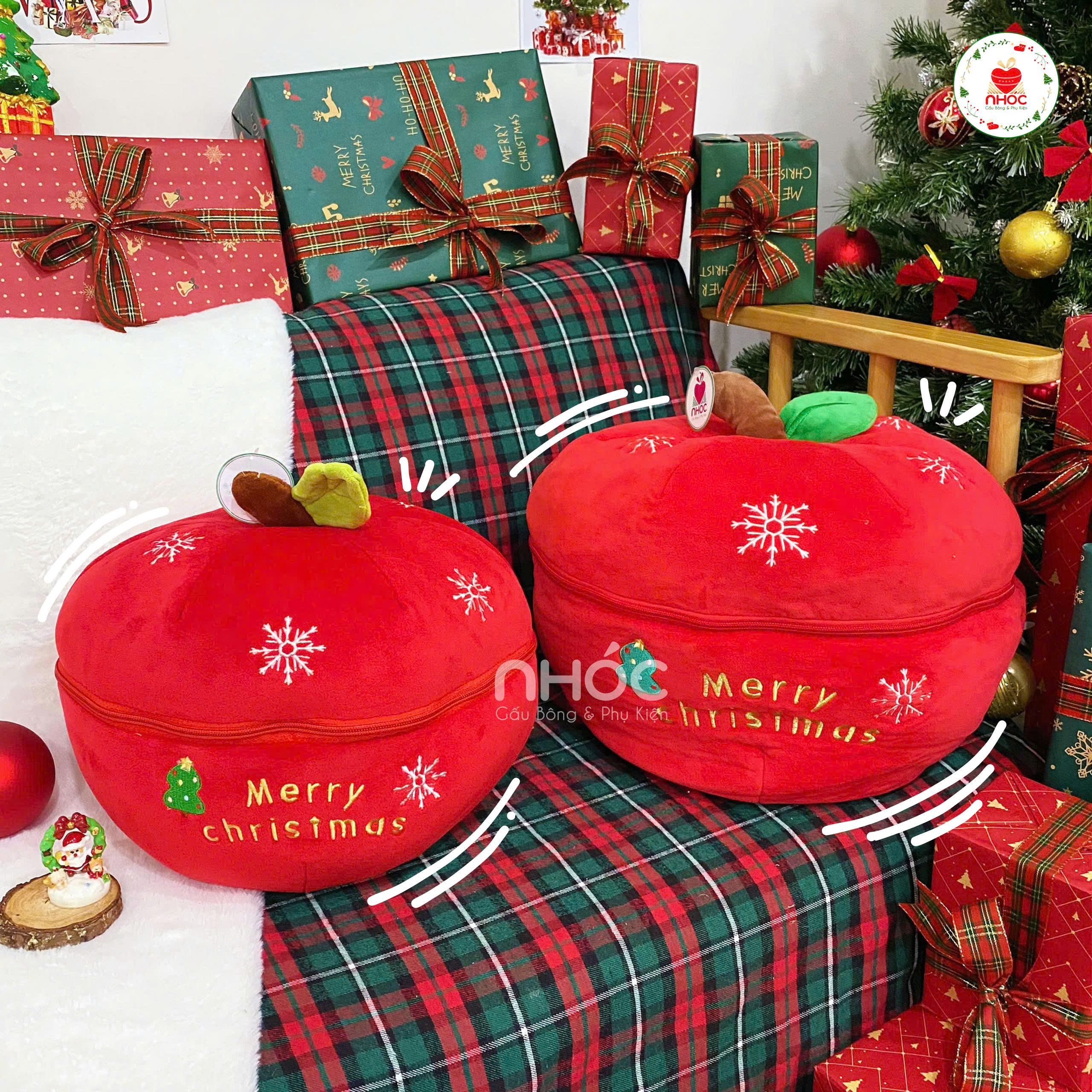 Thú bông Noel quả táo lông mịn TC