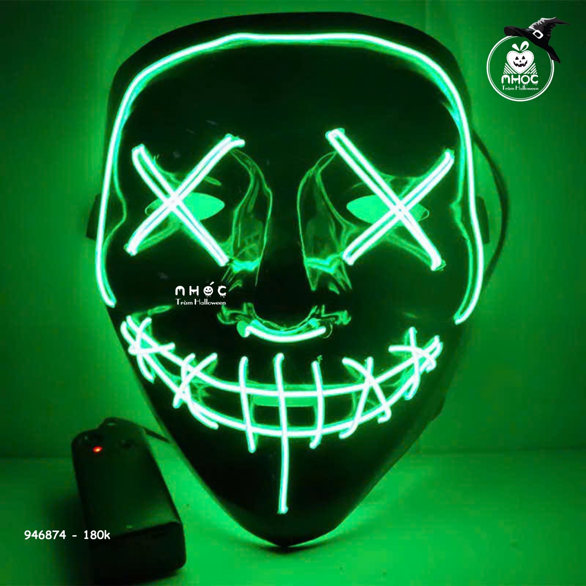 Mặt nạ nhựa hacker dây điện - Xanh lá cây - 18001