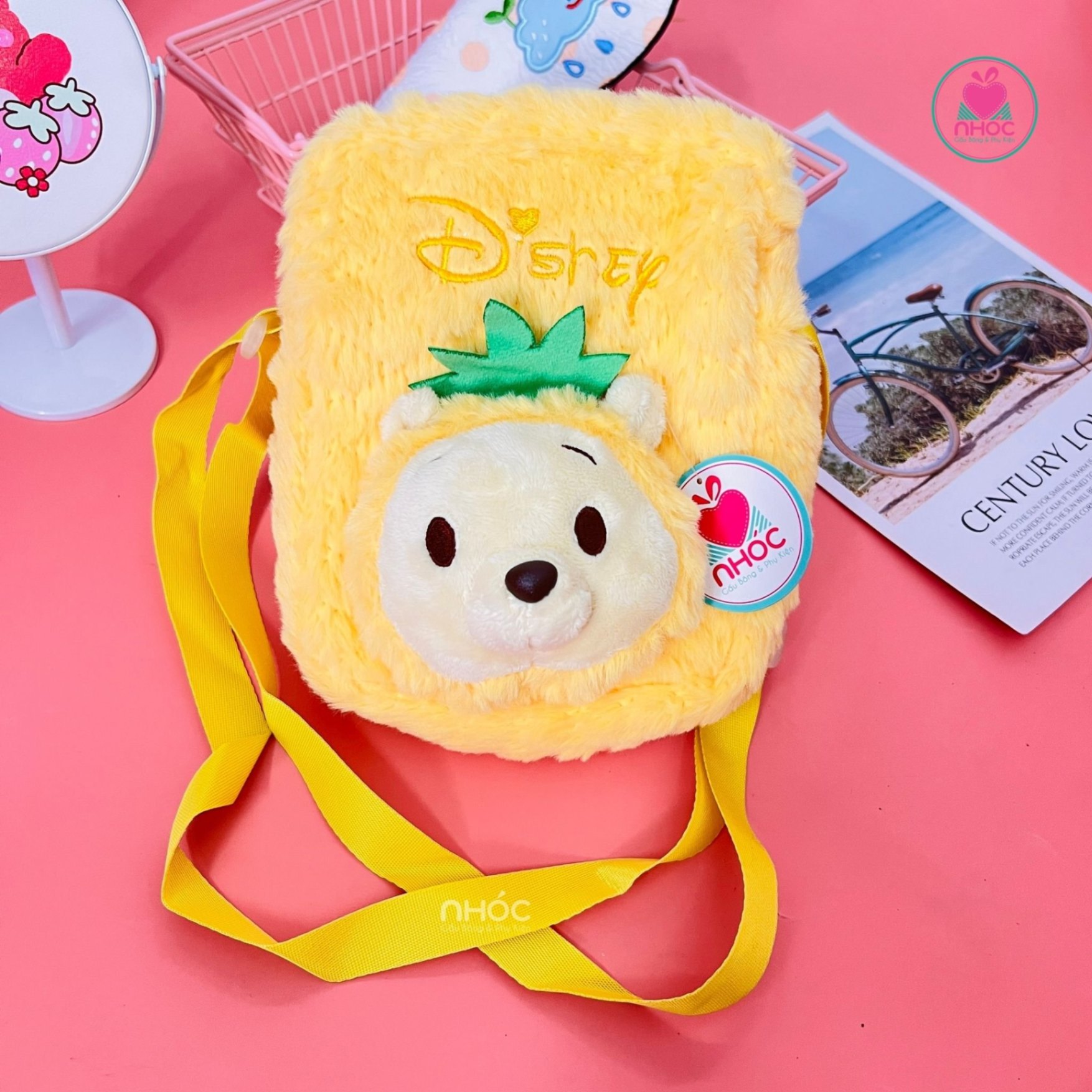 Túi đeo chéo bông Disney Pooh - Vàng - 14001