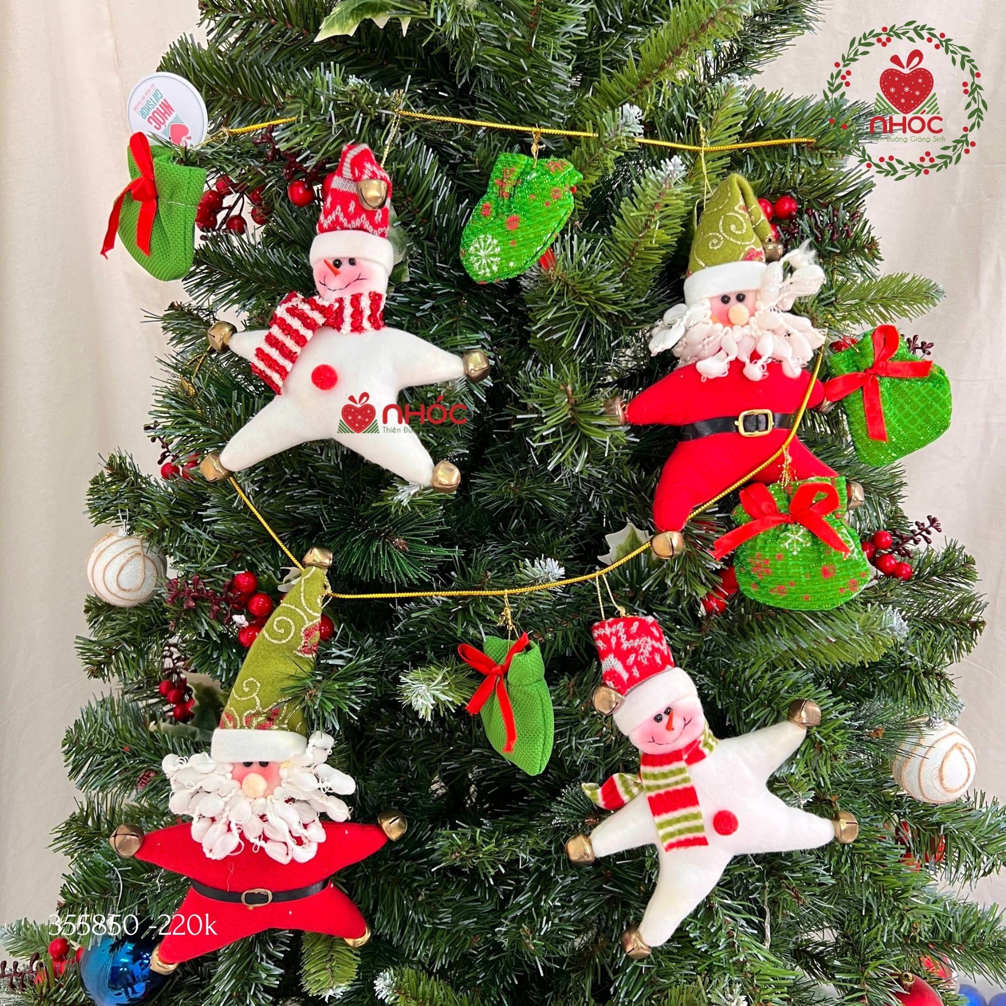 Dây trang trí noel bộ người tuyết ông già sao chuông túi quà- 140220