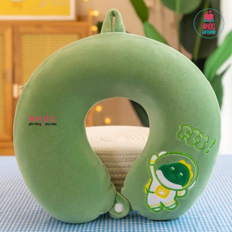 Gối kê cổ cao su non thêu thú - Khủng long Fly - 16001