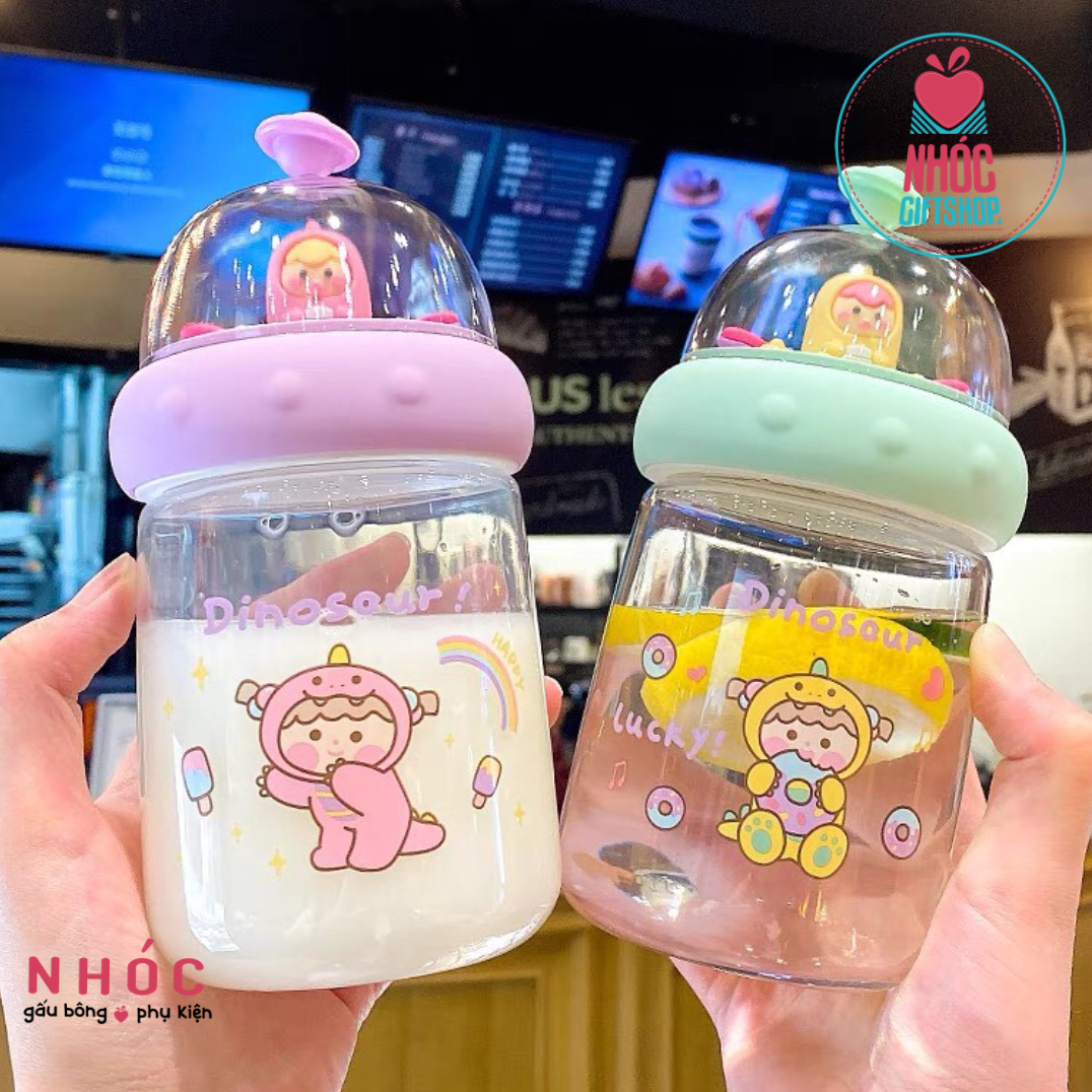 Bình nước trong nắp tượng khủng long - Vàng - 16001