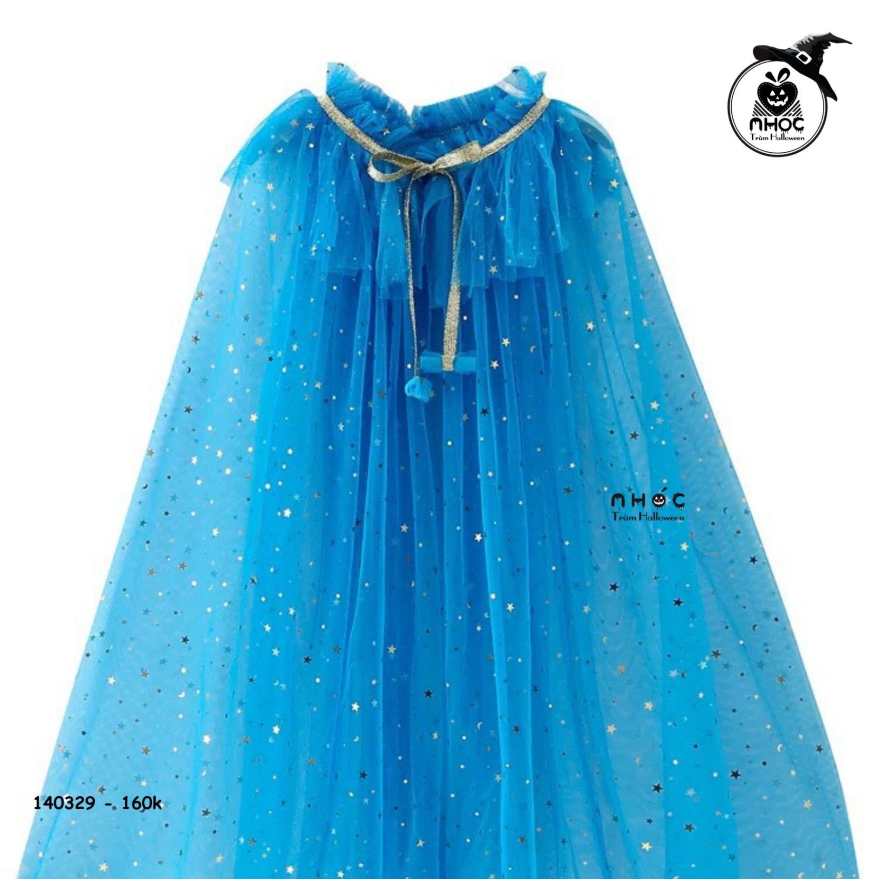 Áo choàng halloween vải lưới trăng sao cổ tua rua - Xanh dương - S160