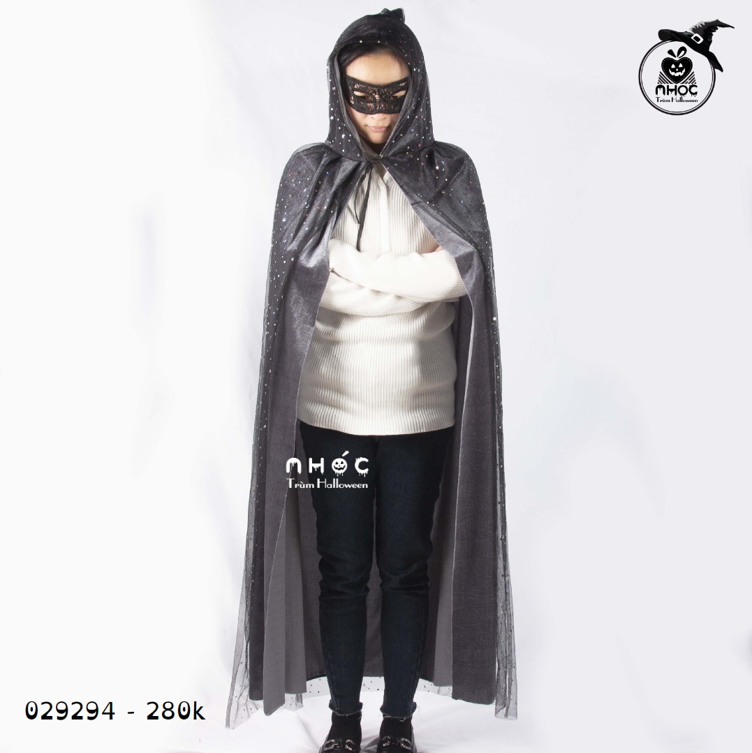 Áo choàng Halloween 2 lớp nhung lưới trăng sao - 120280