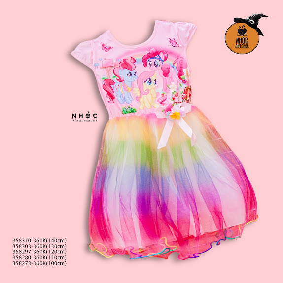 Đầm ngựa pony bướm hoa váy lưới nhiều màu - 36001 - Hồng - 100cm