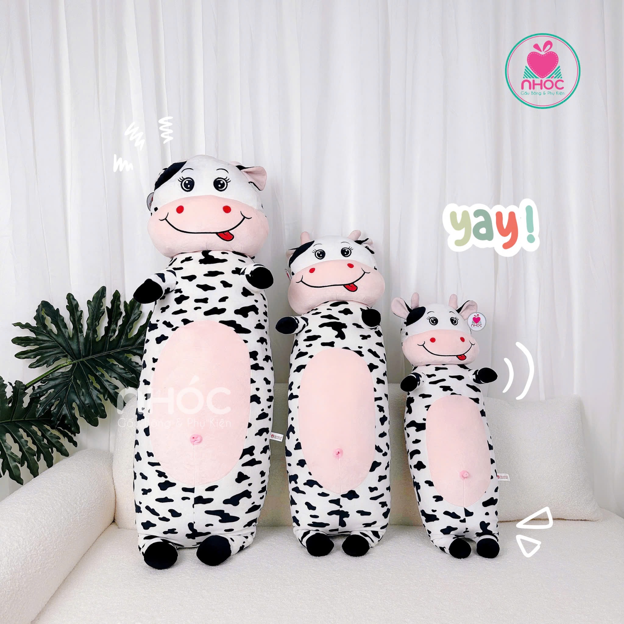 Gối ôm bò sữa lông mịn TC - Trắng đen - 110520