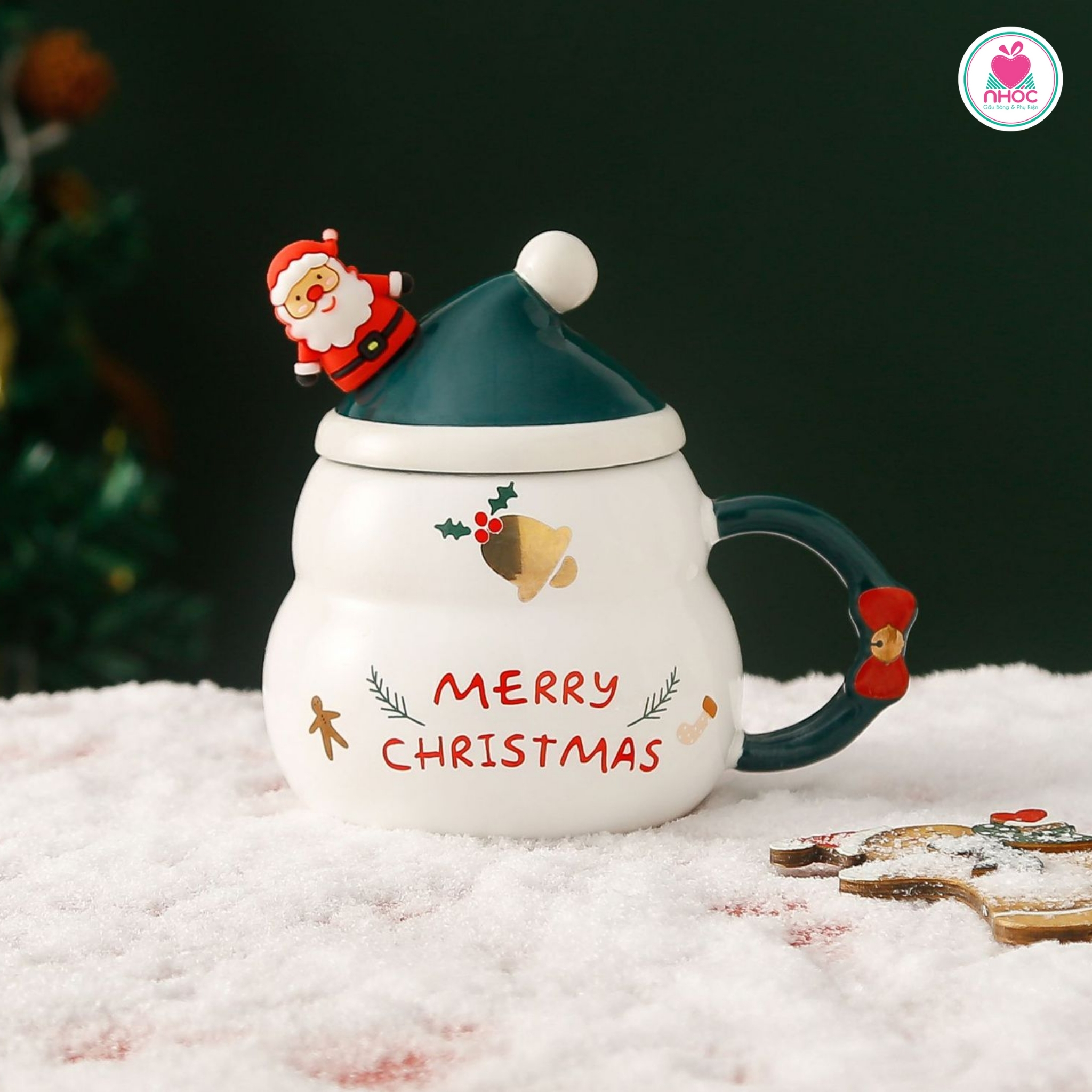 Ly sứ Noel bầu - Merry Christmas - Trắng - 16001