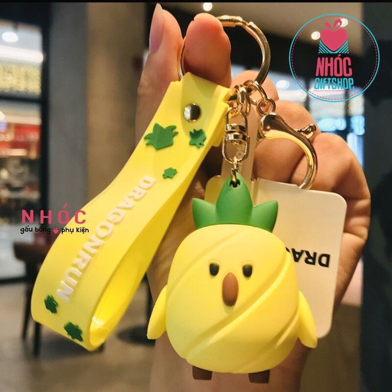 Móc khóa poly dẻo thú trái cây - 7001 - Dứa vàng