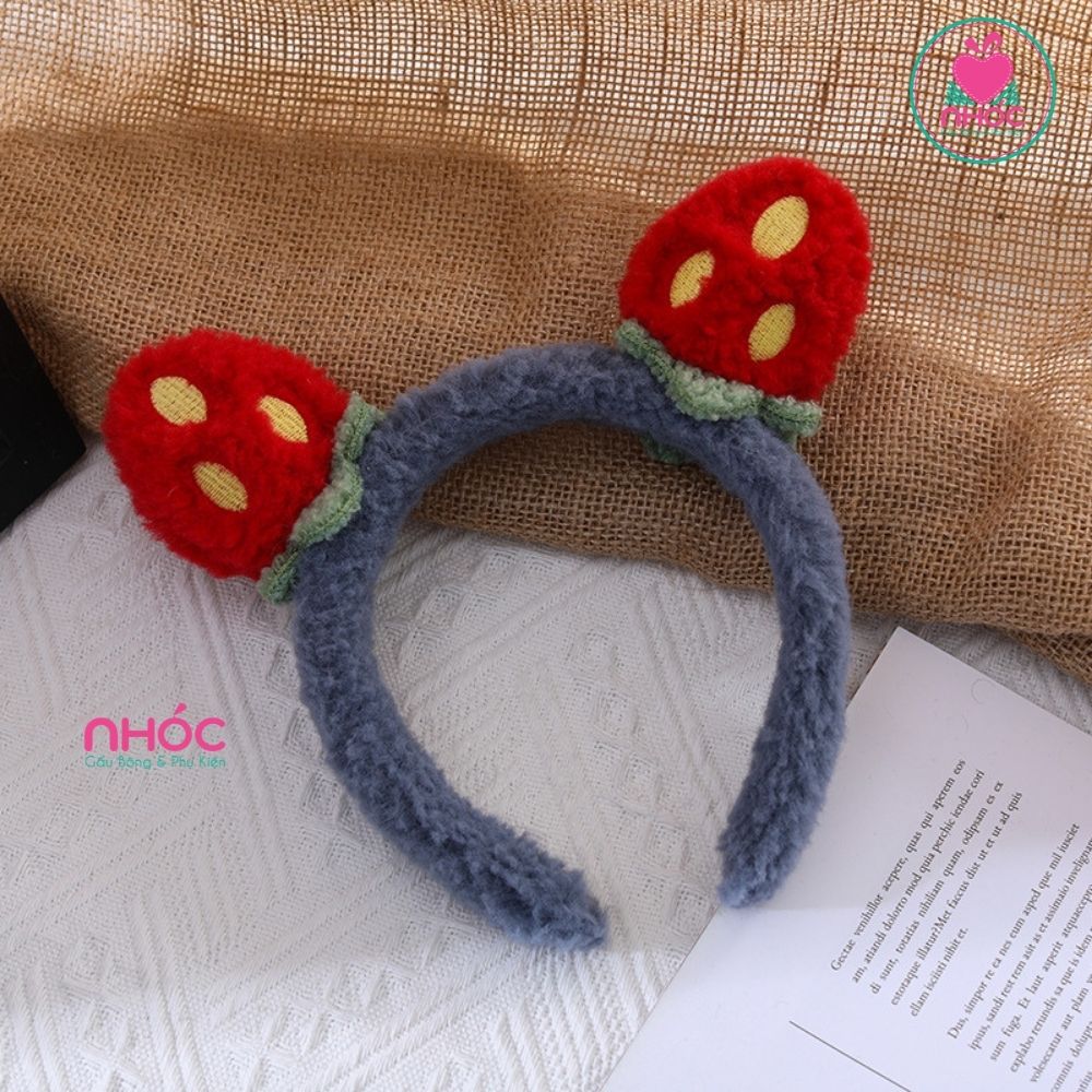 Băng đô kiểu tai đính trái dâu - Xanh dương - 5001