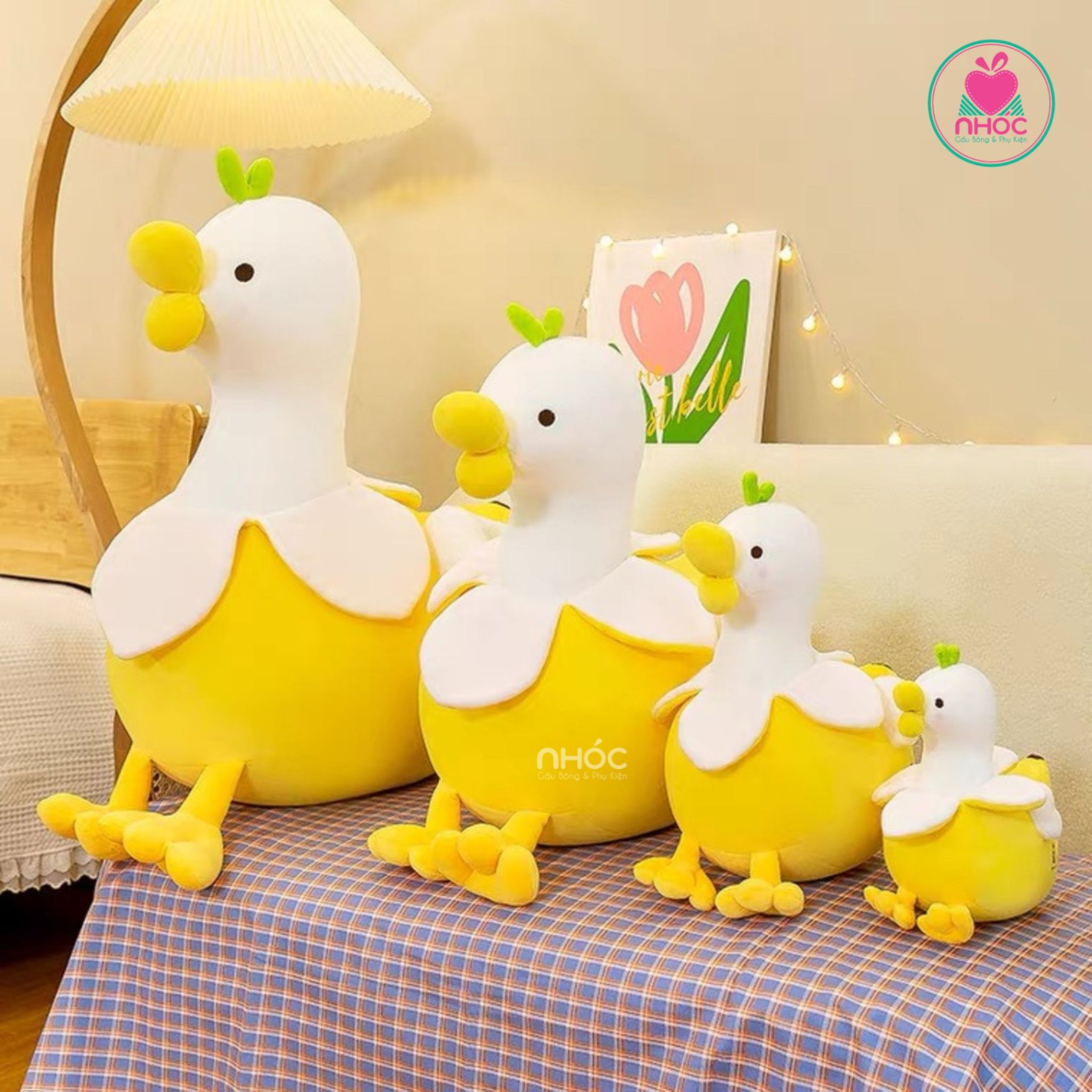 Thú bông chú Vịt chuối lông mịn đứng TC - Vàng - 30130