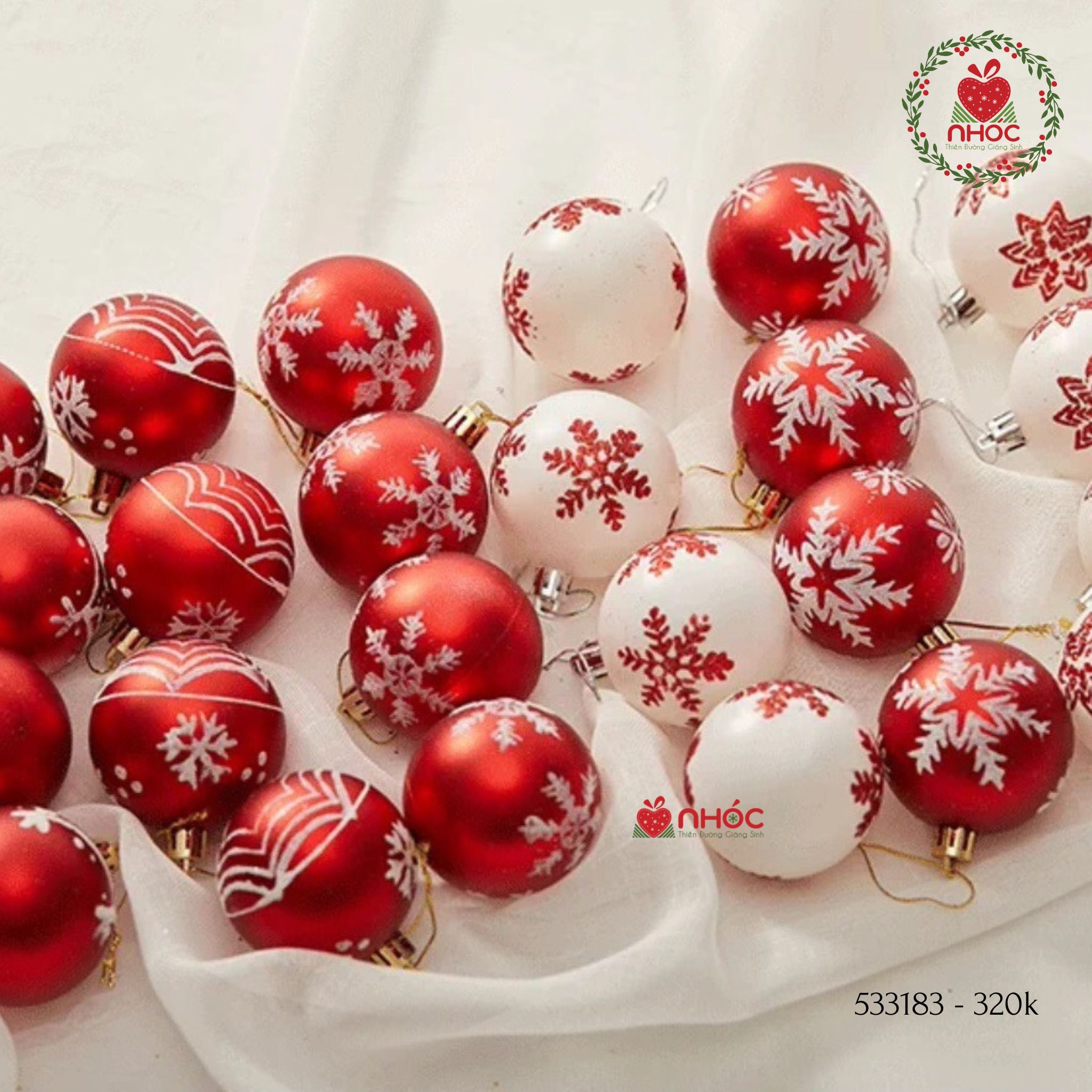 Trái châu kiểu hộp tròn mix bộ 24 trái 60 ly - Đỏ trắng - 60320