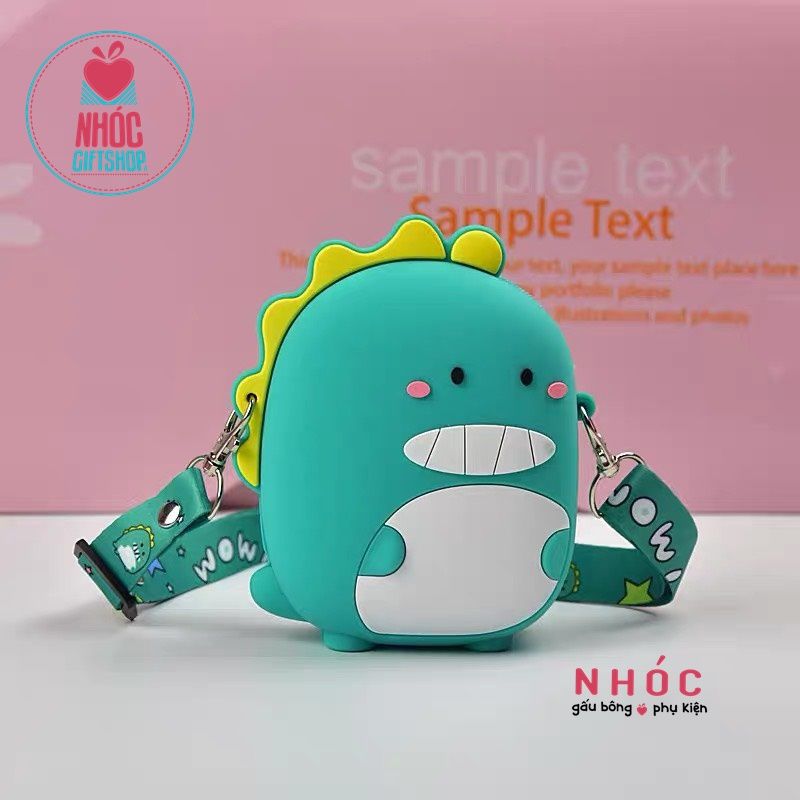 Túi đeo chéo silicone Khủng long - Xanh - 14001