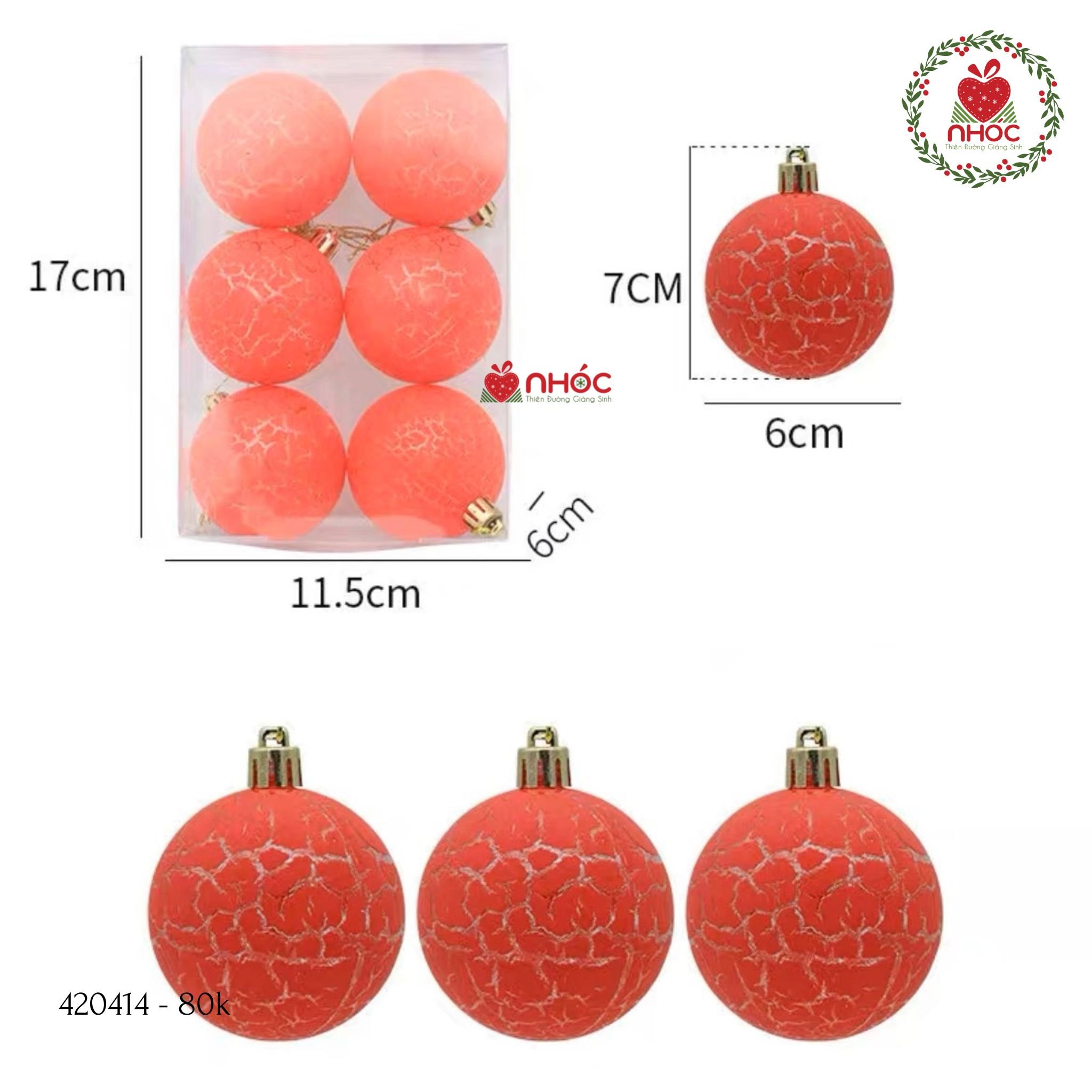 Trái châu kiểu nứt bộ 6 - Đỏ - 6080
