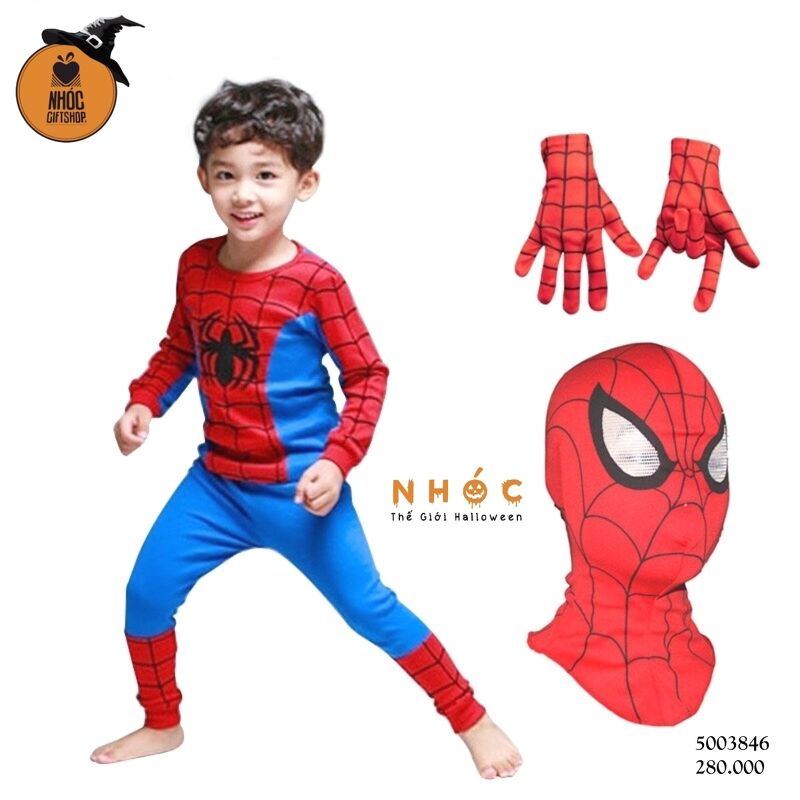 Bộ đồ Spider man vải thun kim tuyến - Size 5 - 31001