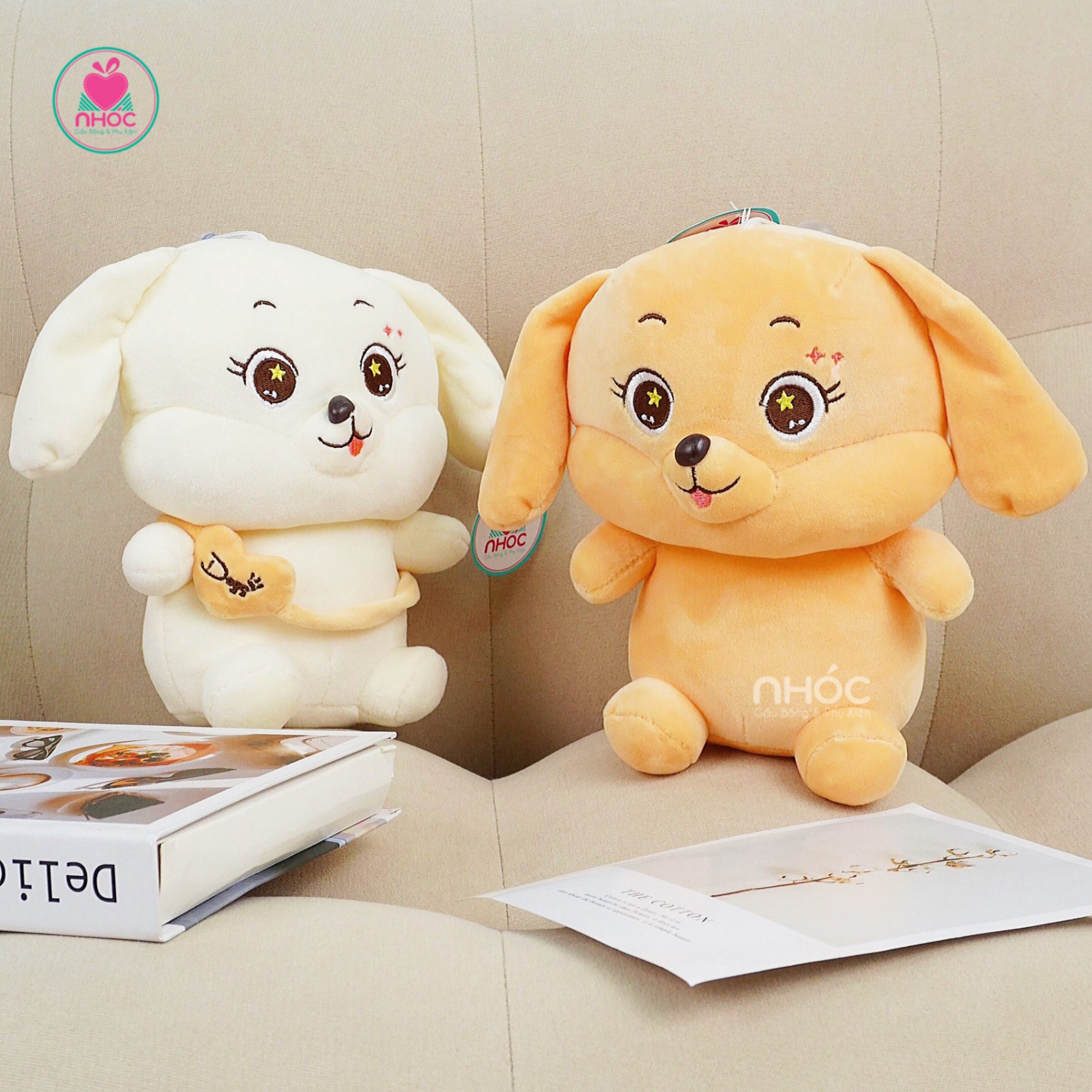 Thú bông nhỏ chó đeo túi Dogs lông mịn ngồi - 9501