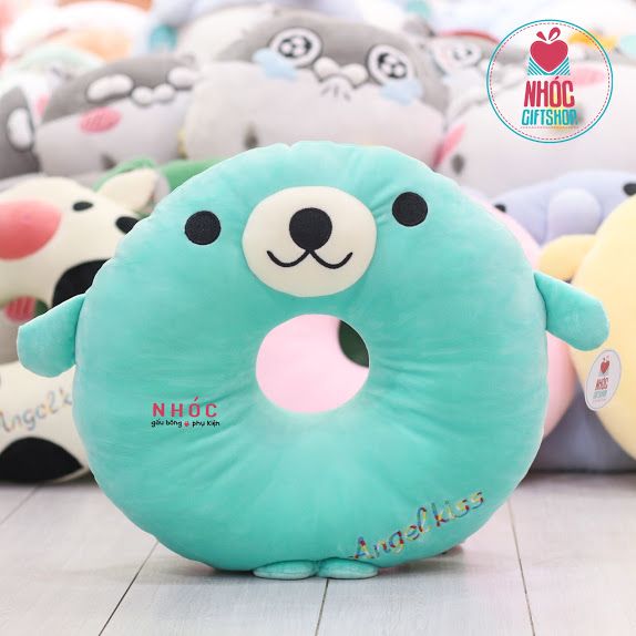 Gối kê cổ bông tròn thú - Hải cẩu xanh ngọc - 16001