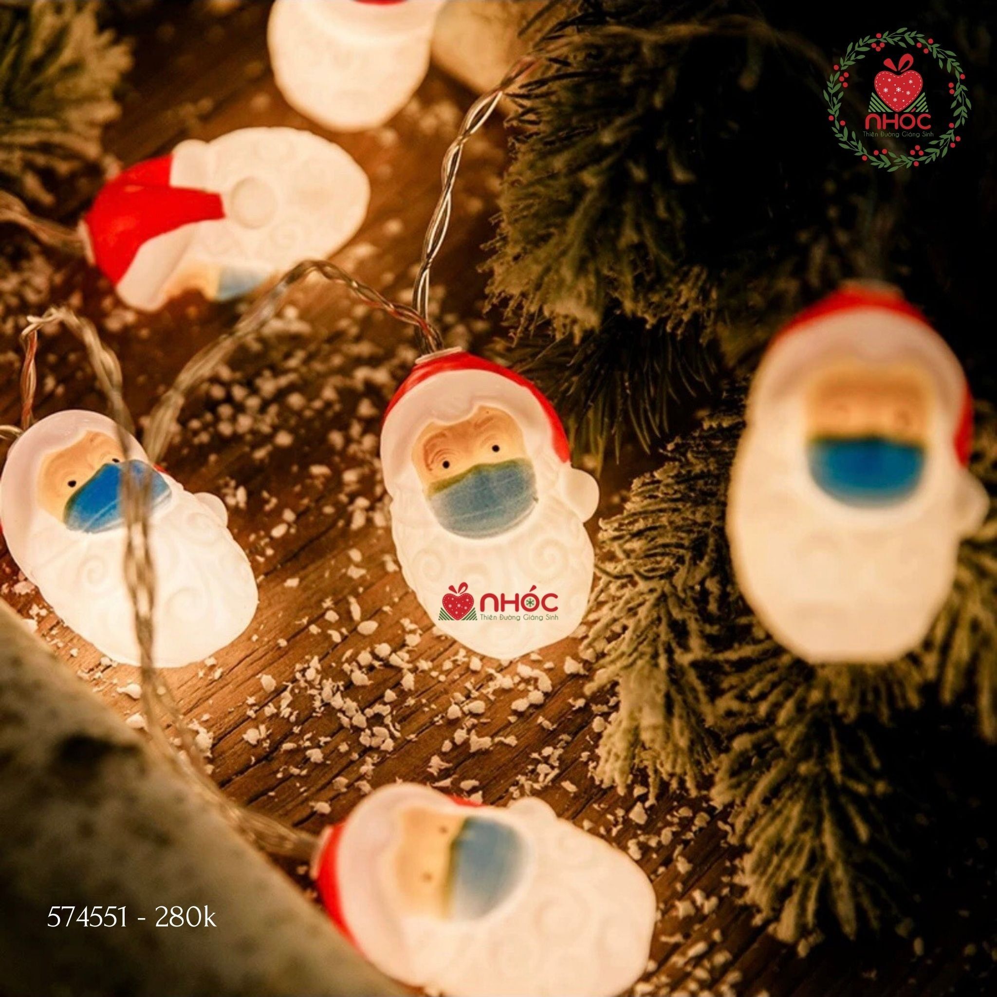 Dây đèn Noel kiểu - đầu Ông già Noel - 20 bóng - 28001
