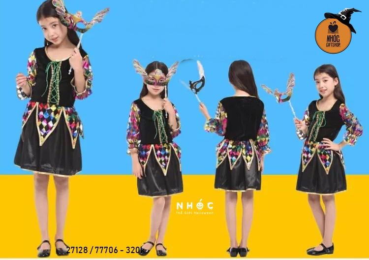 Đầm kiểu vải nhung in ánh nhiều màu - Size L - 65320