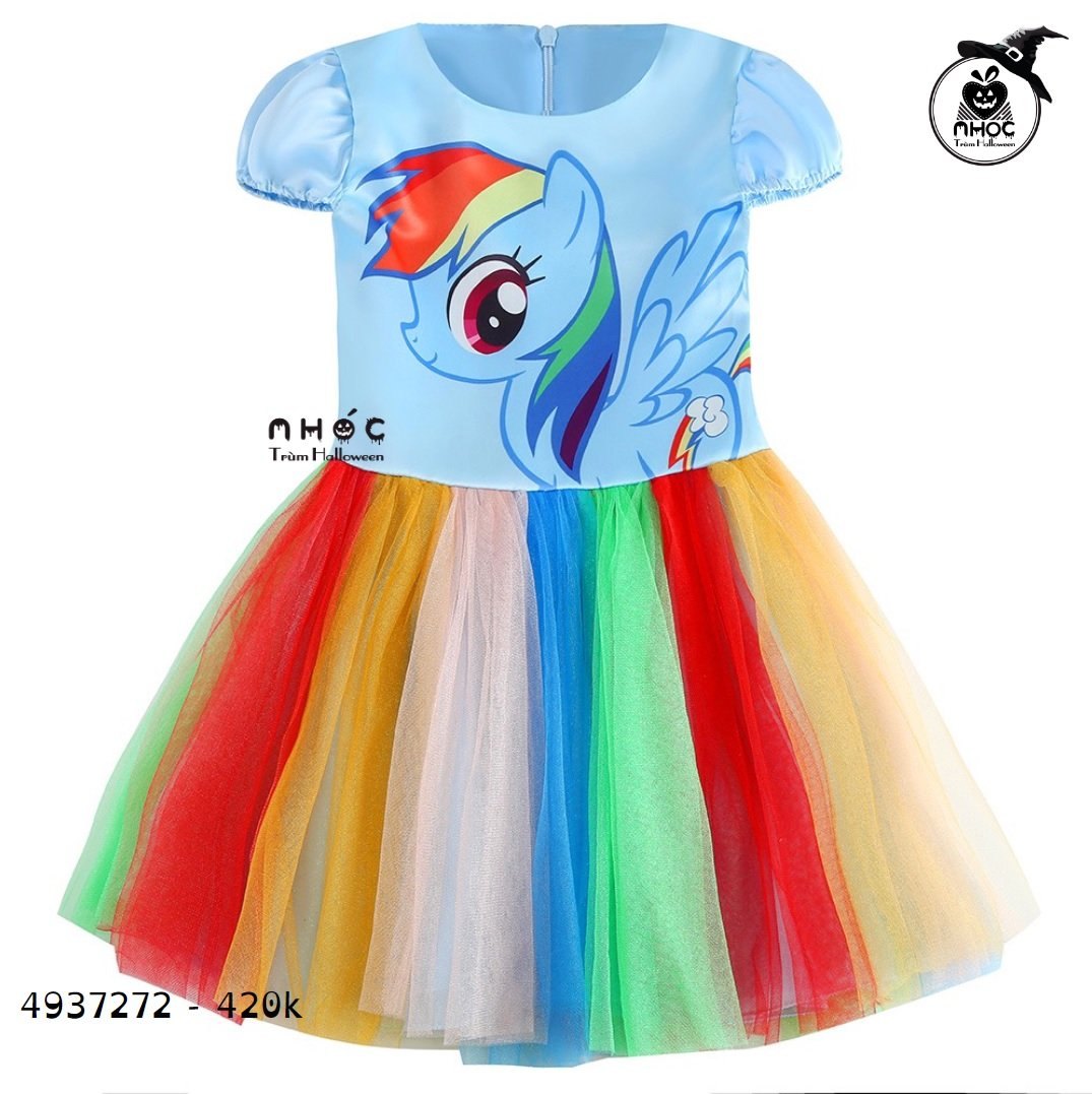 Đầm halloween ngựa pony vải phi combo cài cánh - Xanh da trời - Size S - 42001
