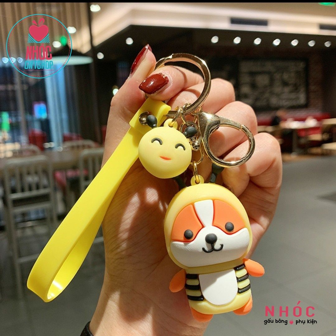 Móc khóa poly dẻo Sóc cosplay - Ong vàng - 5001