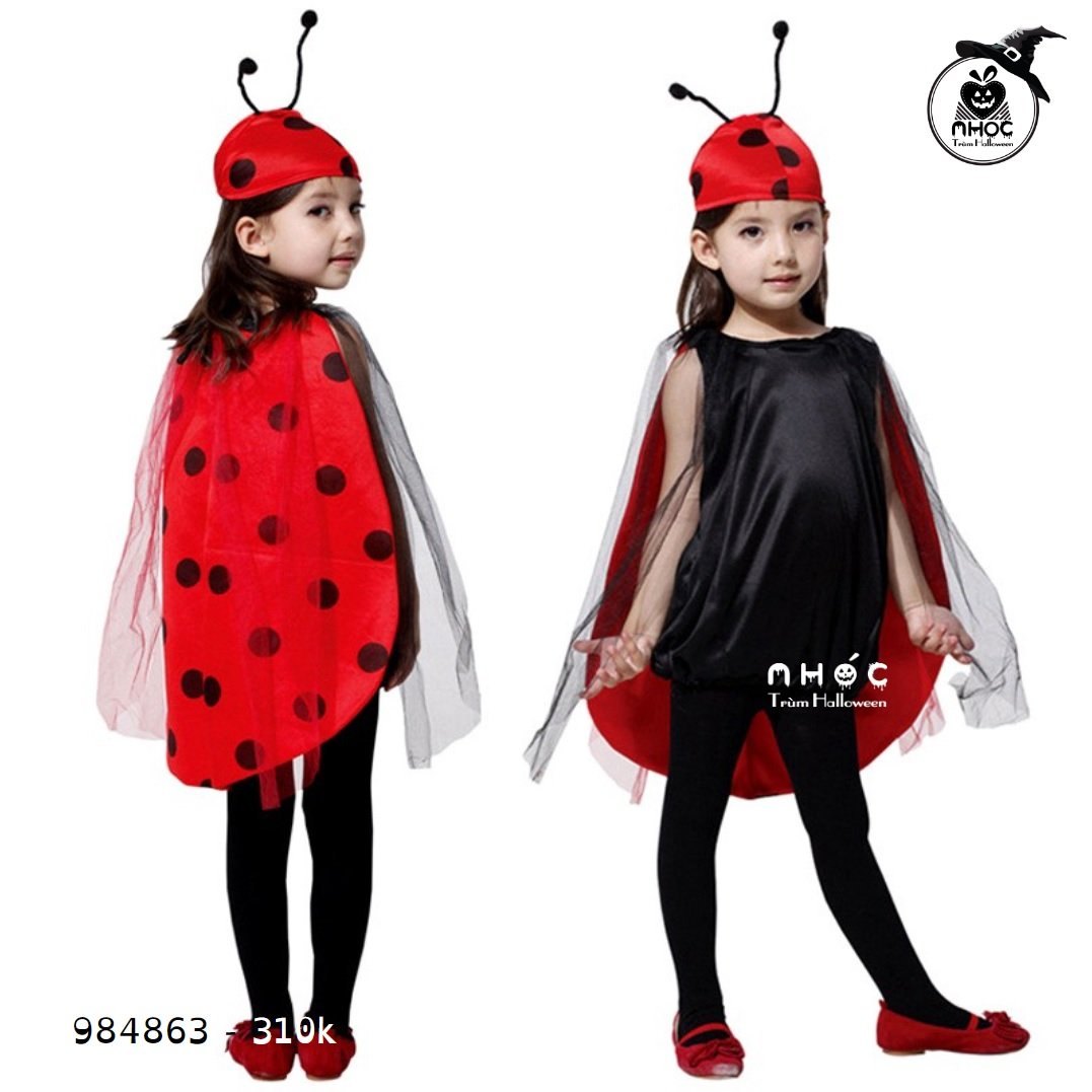 Aó halloween cute lady bug vải thun lưới combo nón - Size S - 31001