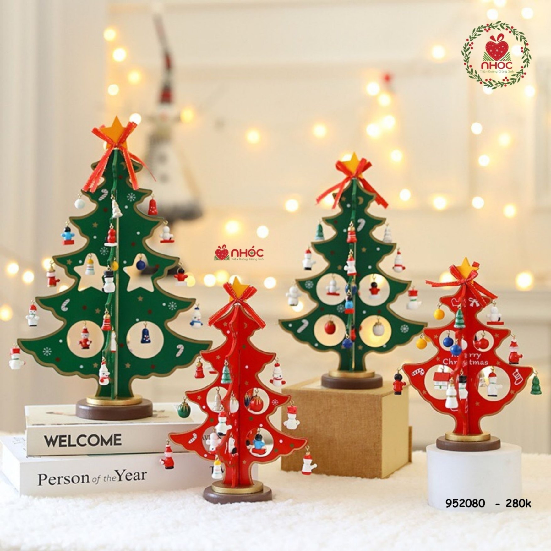 Cây thông noel gỗ để bàn treo phụ kiện - 22310
