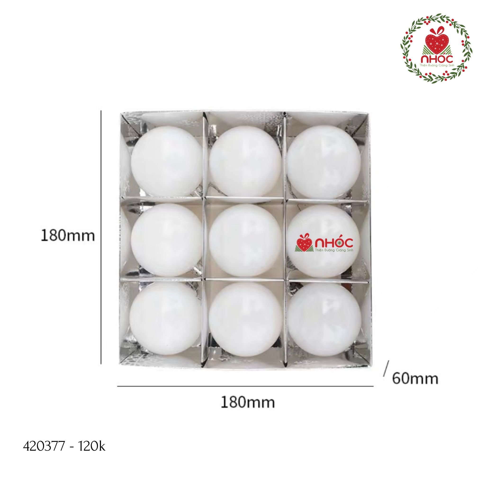 Trái châu kiểu hộp vuông bộ 9 trái - Trắng - 60120