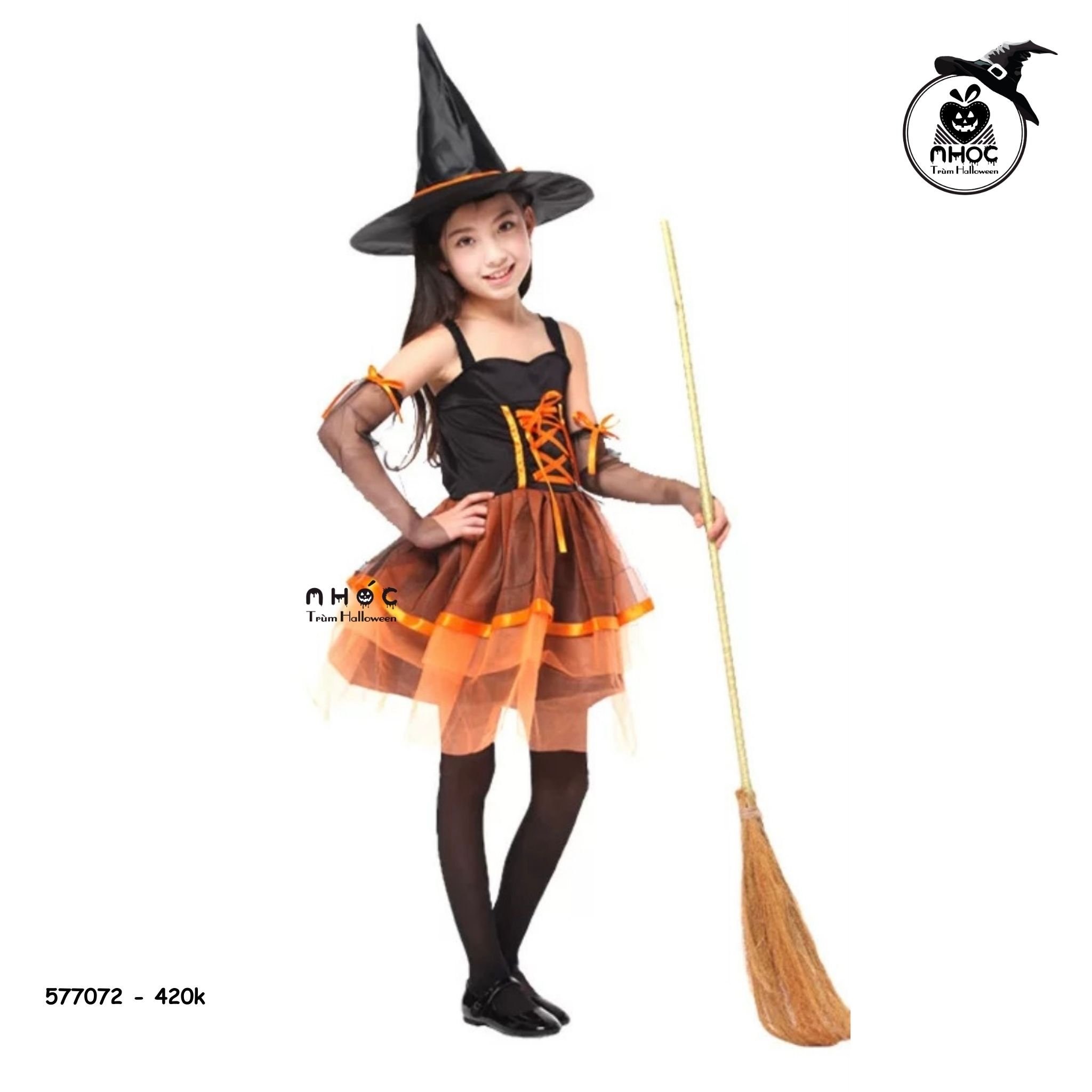 Đầm phù thuỷ Lovely Organza combo nón - Cam - Size M - 120420