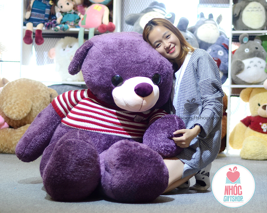 Gấu Teddy áo len tím than