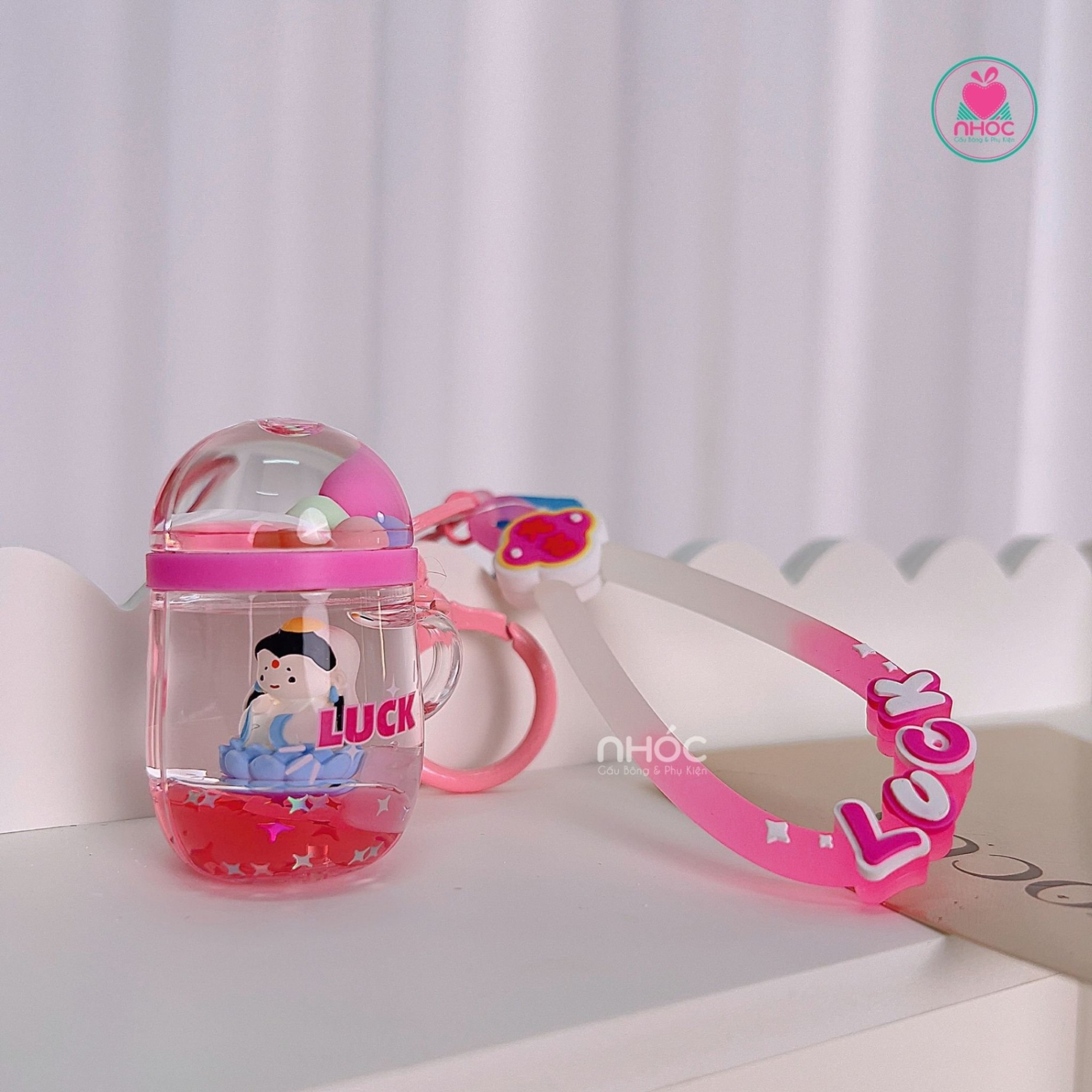 Móc khoá nước tượng phật bình nước - Hồng - 7501