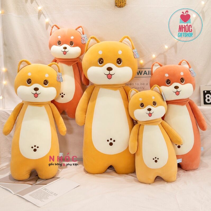 Thú bông Chó shiba quàng khăn lông mịn đứng CH - Vàng - 75420