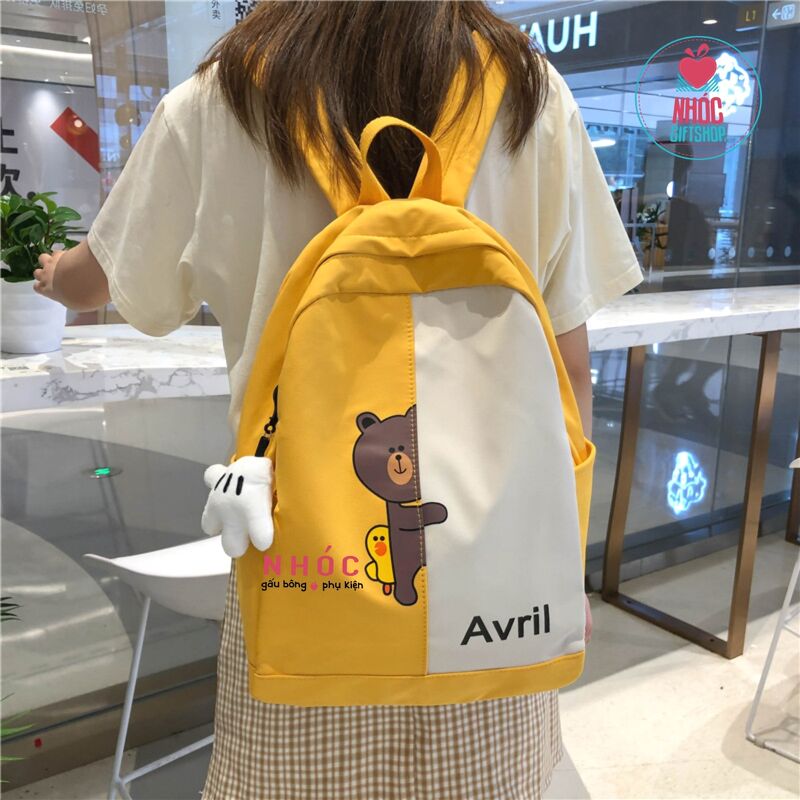 Balo vải in gấu Brown Avril - Vàng - 31001