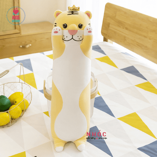 Gối ôm hổ vương miệng lông mịn - Vàng - 80320