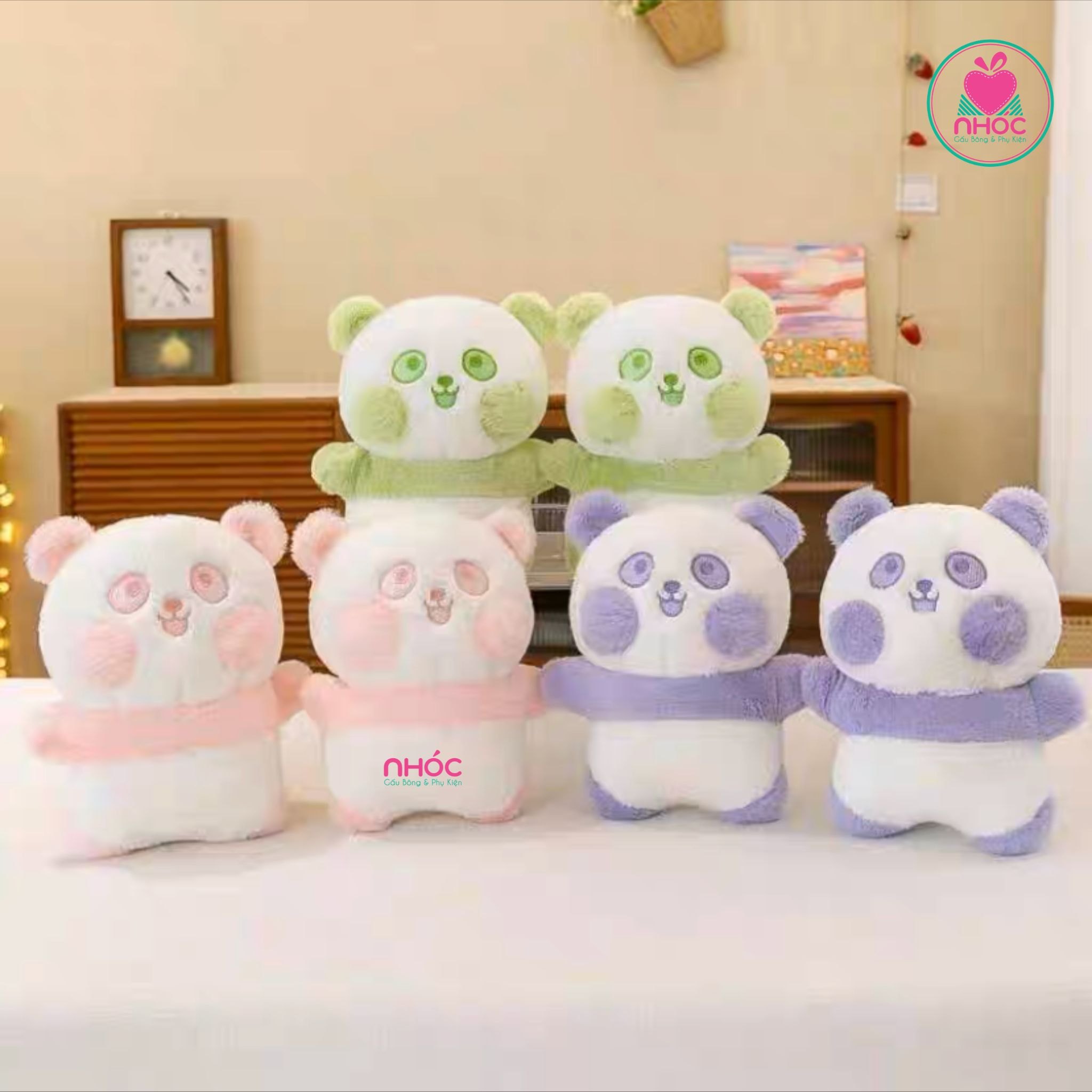 Thú bông nhỏ gấu Panda màu lông xù đứng - 9501