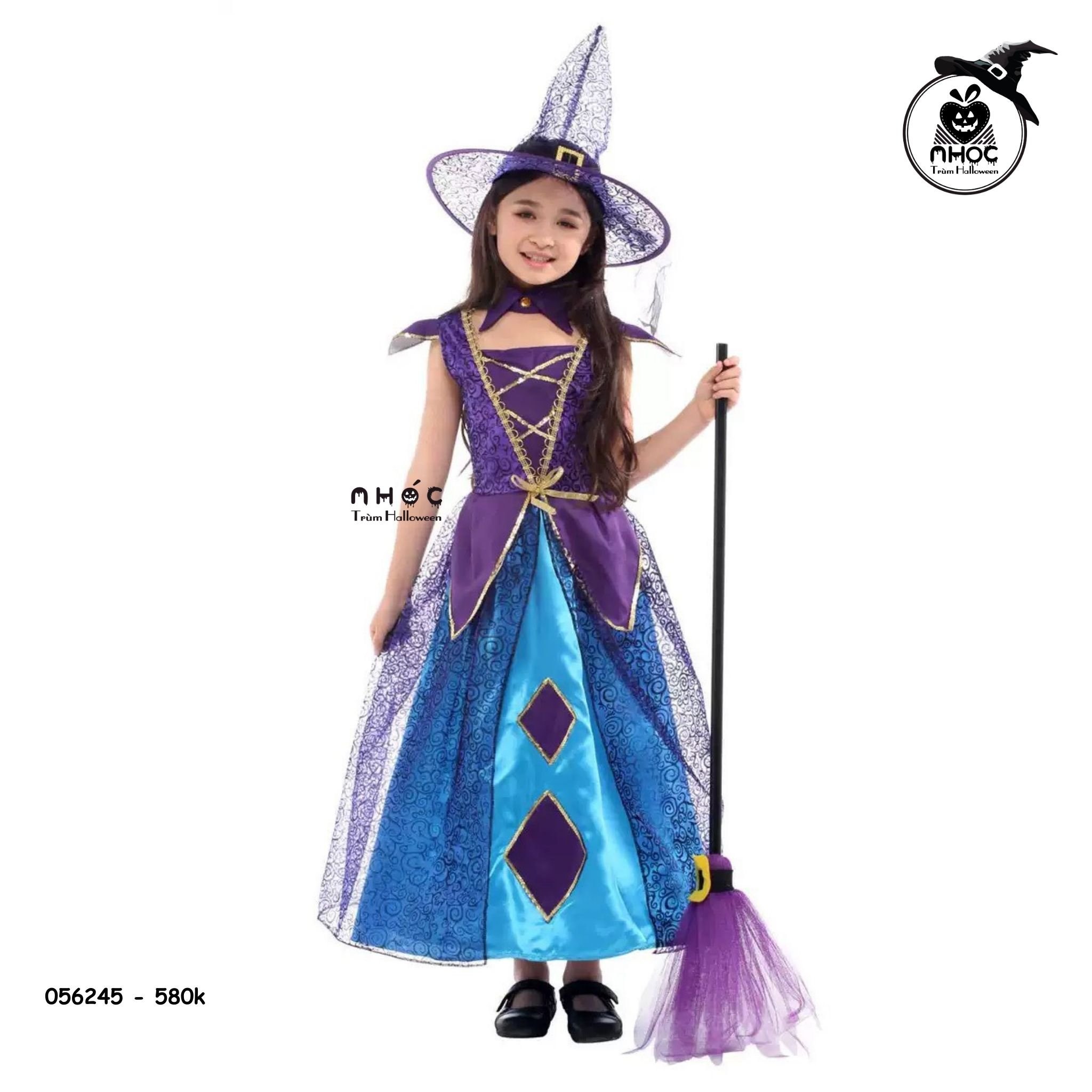 Đầm Phù thuỷ Deluxe witch Girl combo nón - Tím - Size S - 110580