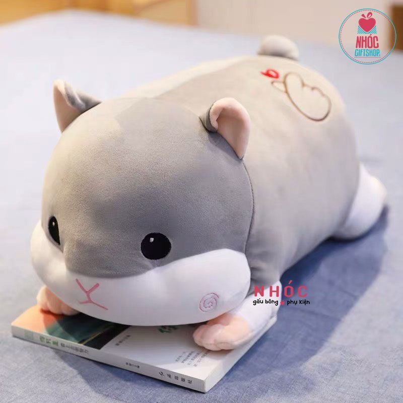 Thú bông chuột hamster má xoắn lông mịn nằm TC - Xám - 70410
