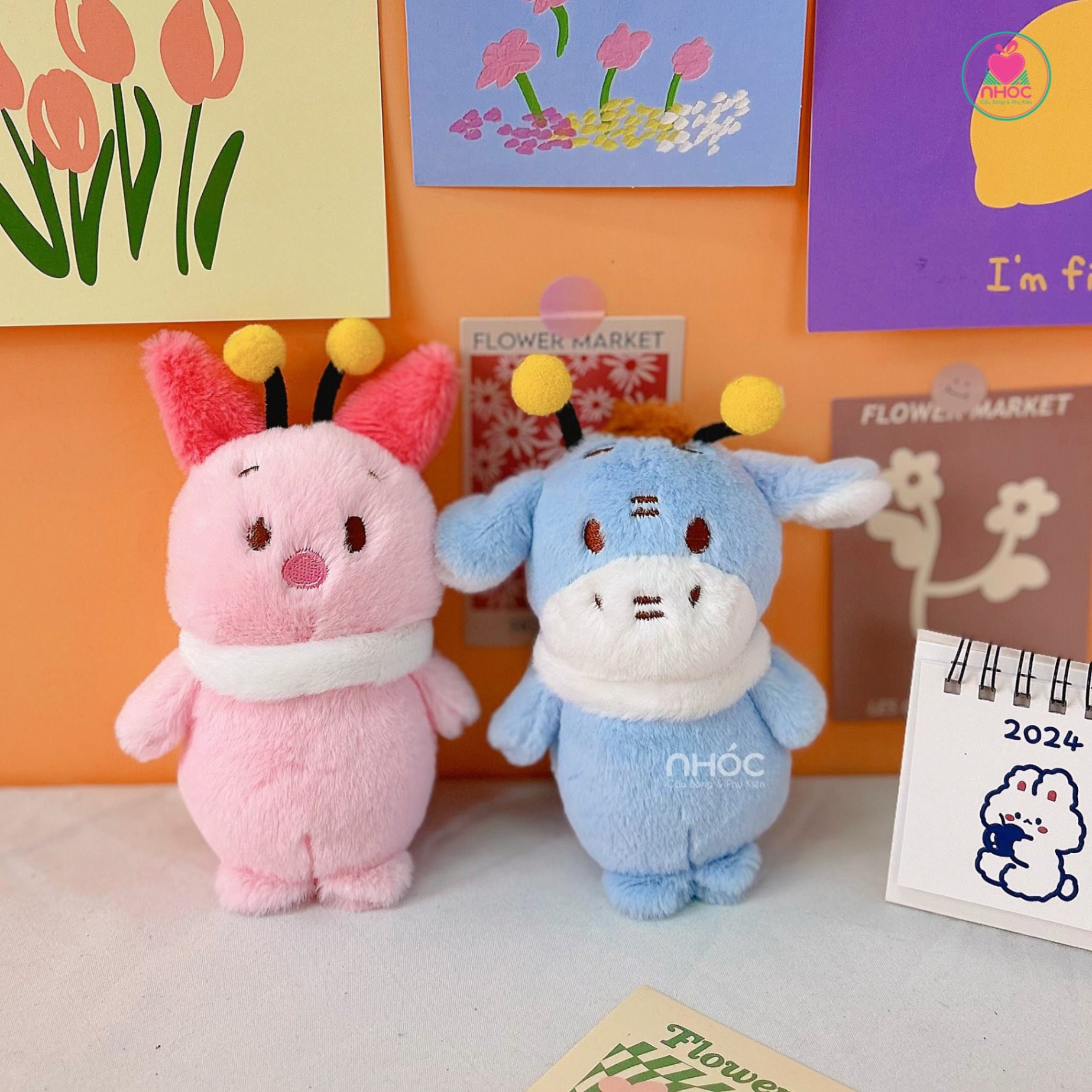 Móc khoá bông thú lông xù - Piglet - 7501