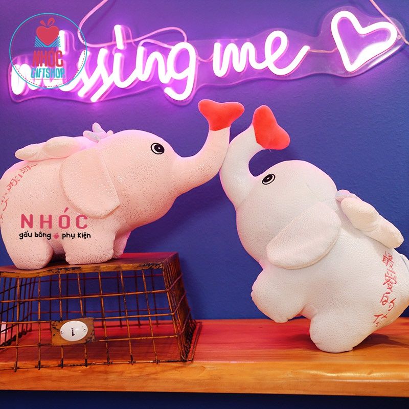 Thú bông voi kim tuyến vòi tim lông mịn - Hồng - 60360