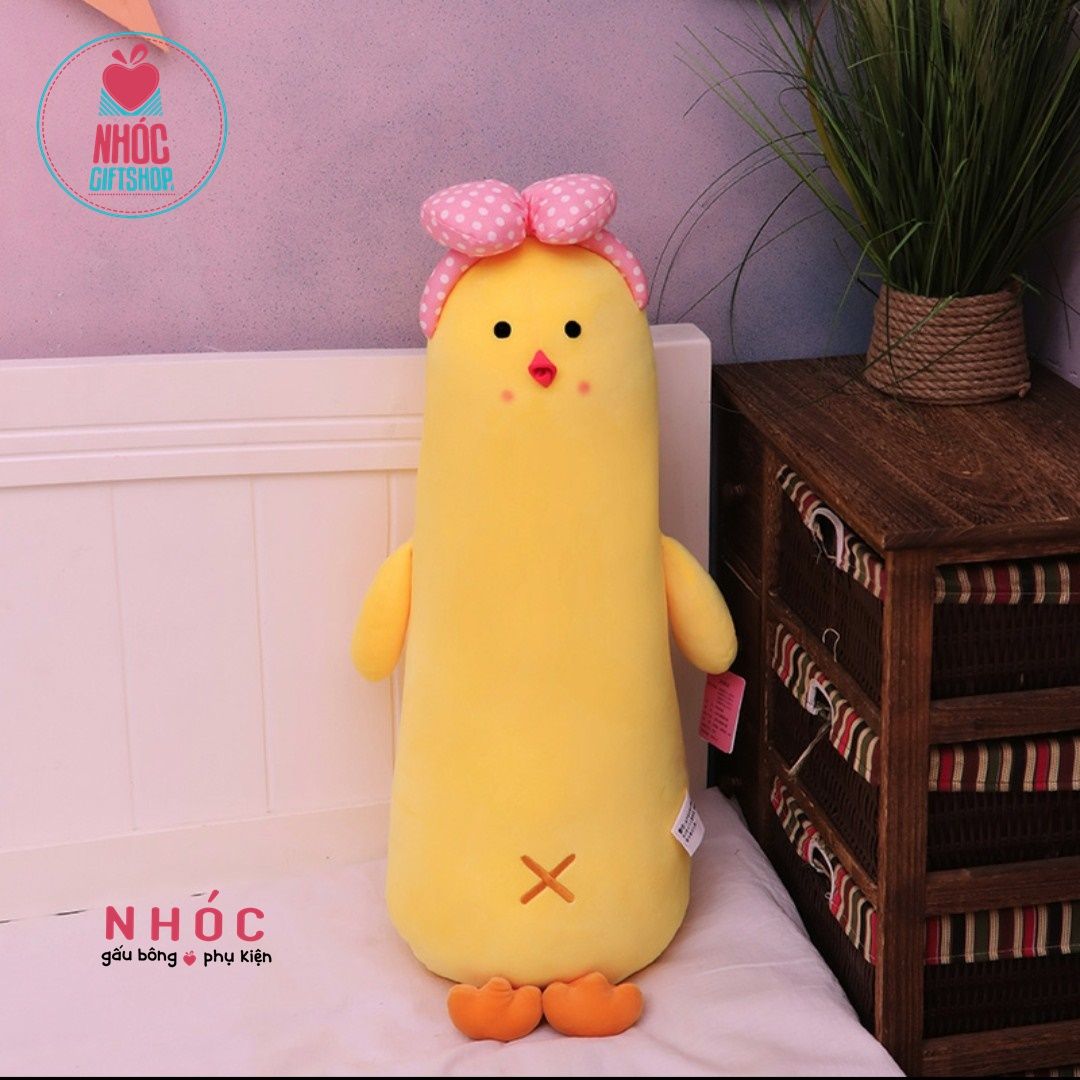 Thú bông gà băng đô chấm bi lông mịn đứng - Hồng - 90460