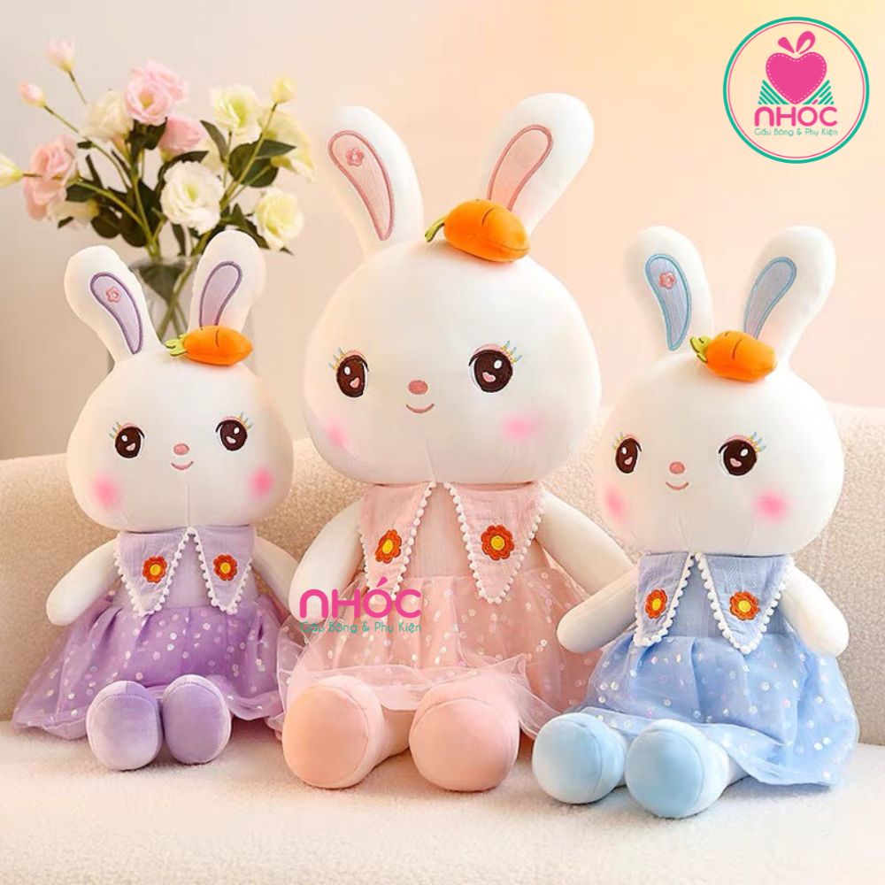 Thú bông Thỏ tai đính cà rốt lông mịn - Xanh dương - 85440