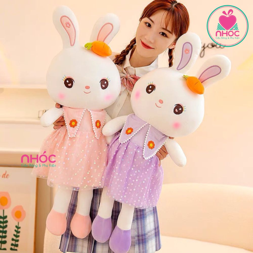 Thú bông Thỏ tai đính cà rốt lông mịn - Hồng - 65310
