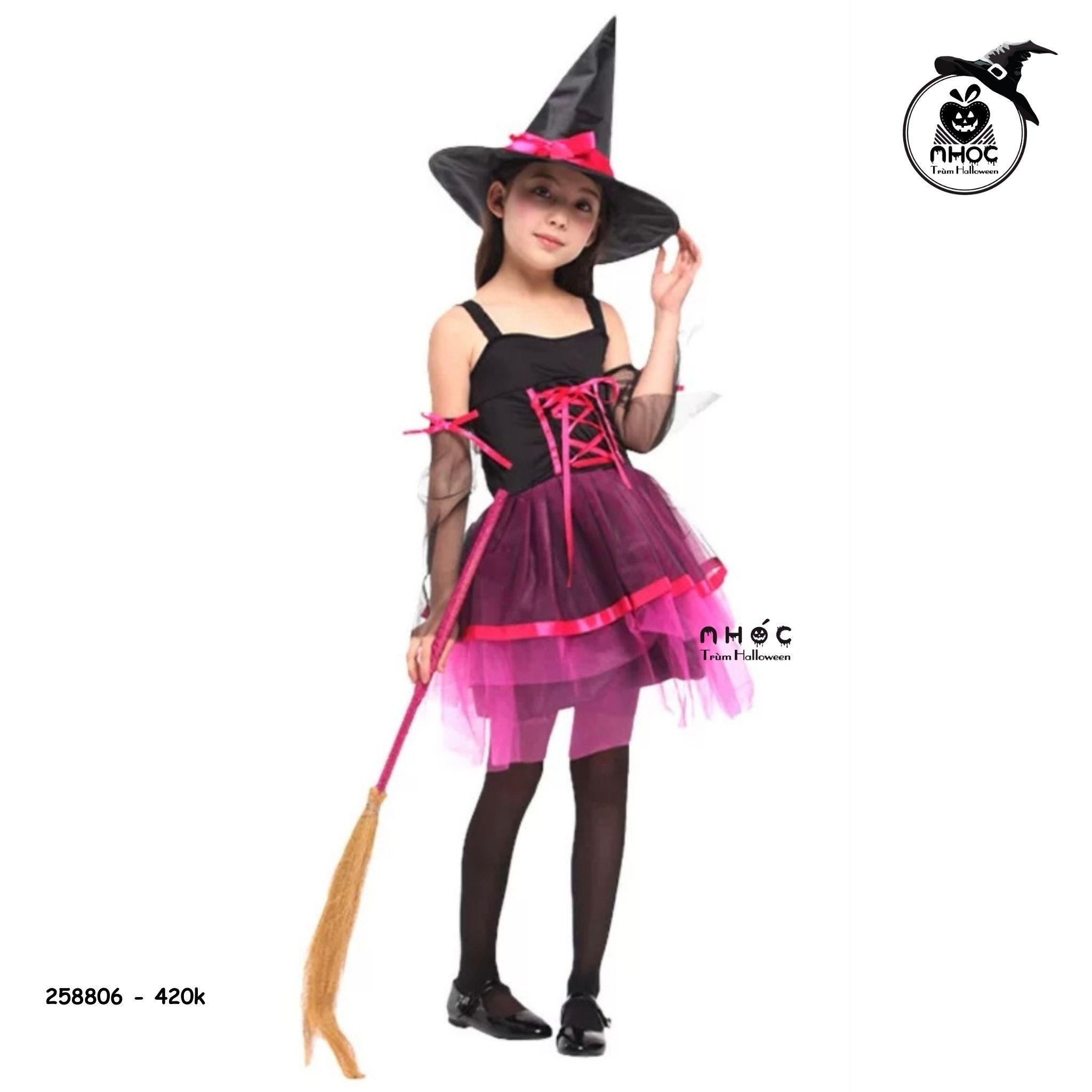 Đầm phù thuỷ Lovely Organza combo nón - Hồng - Size M - 120420