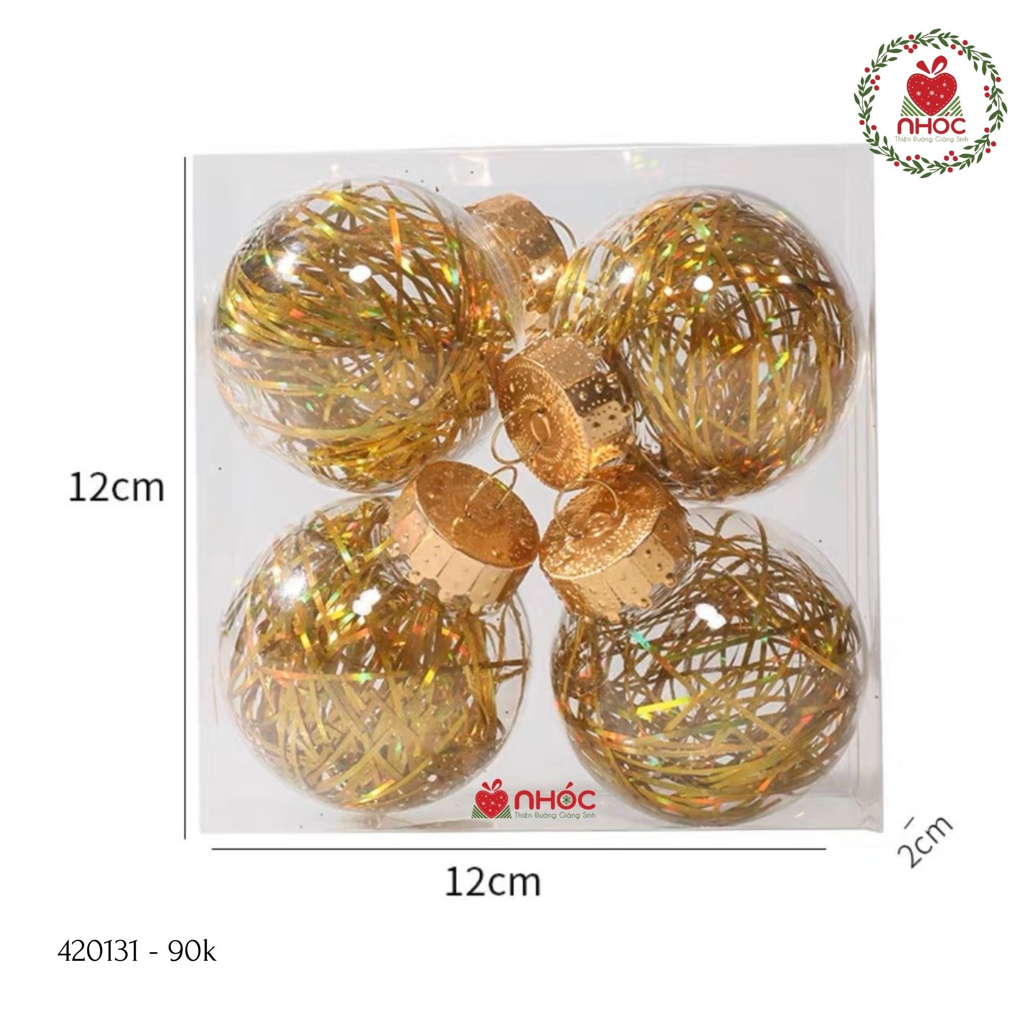 Trái châu kiểu giấy kim tuyến bộ 4 - Vàng - 6090