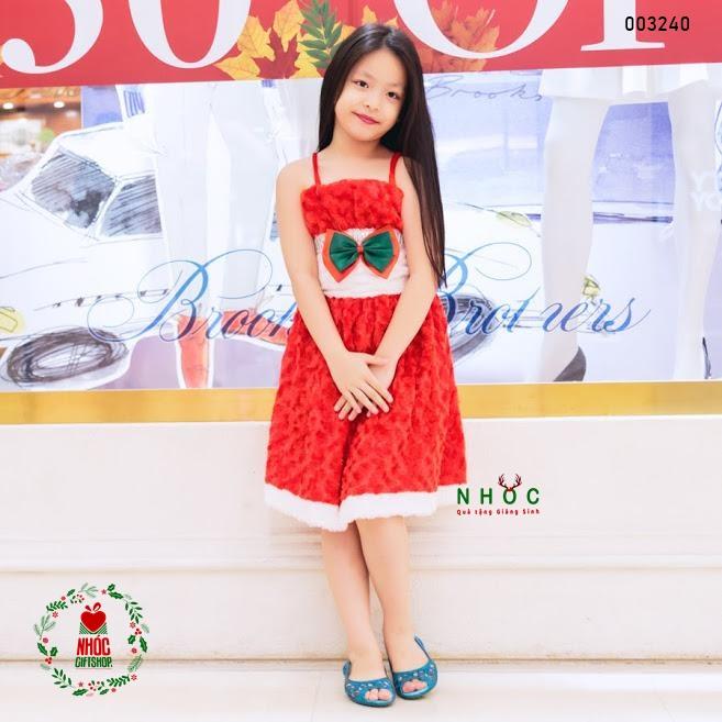 Đầm nhung noel bí 2 dây đỏ - Size 2 - 50180