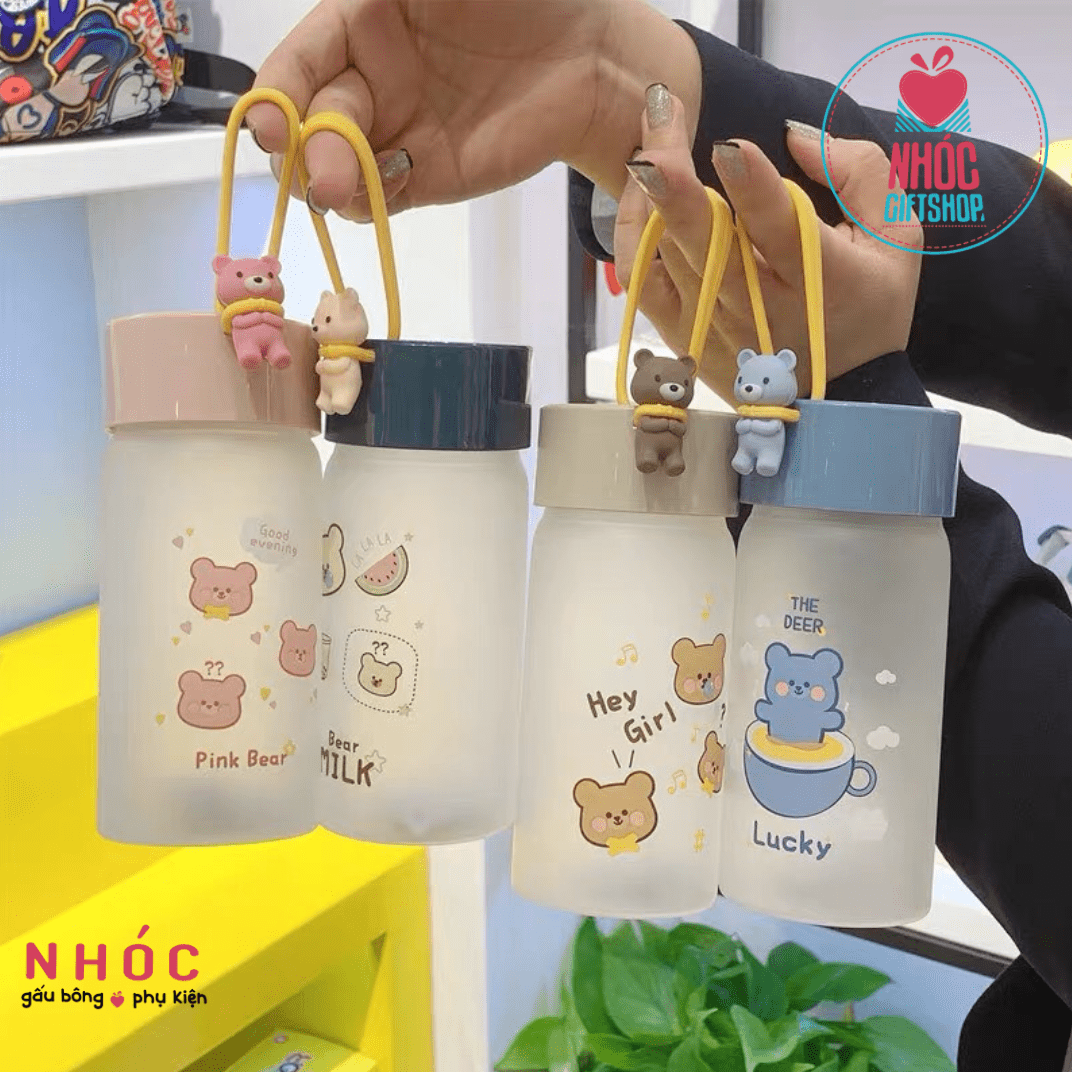 Bình nước thủy tinh dây gấu - Nâu - 13001